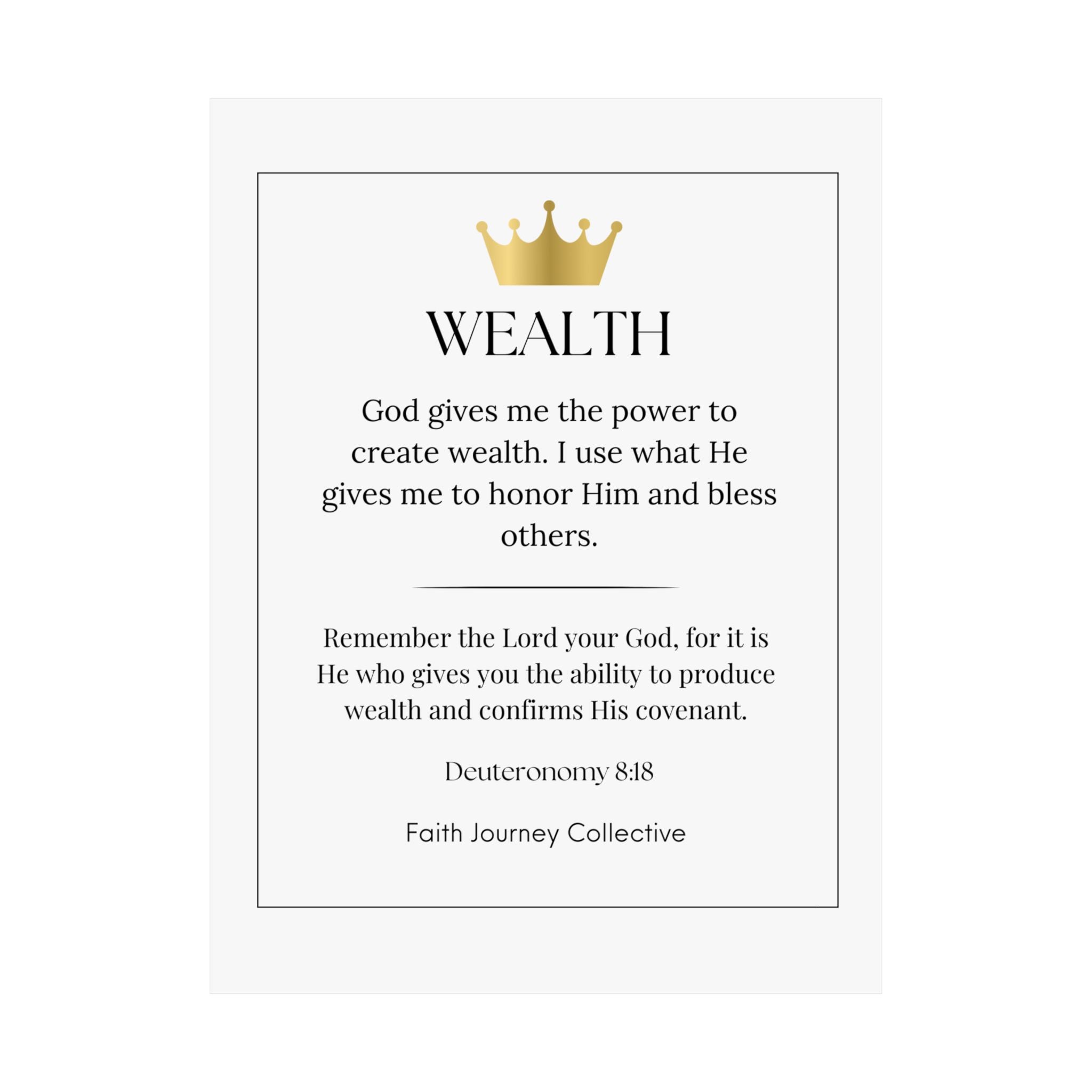 "Wealth" Christian Scripture Wall Art Poster – Bible Verse Affirmation Prints for Home, Office & Prayer Space | Faith Journey Collective
