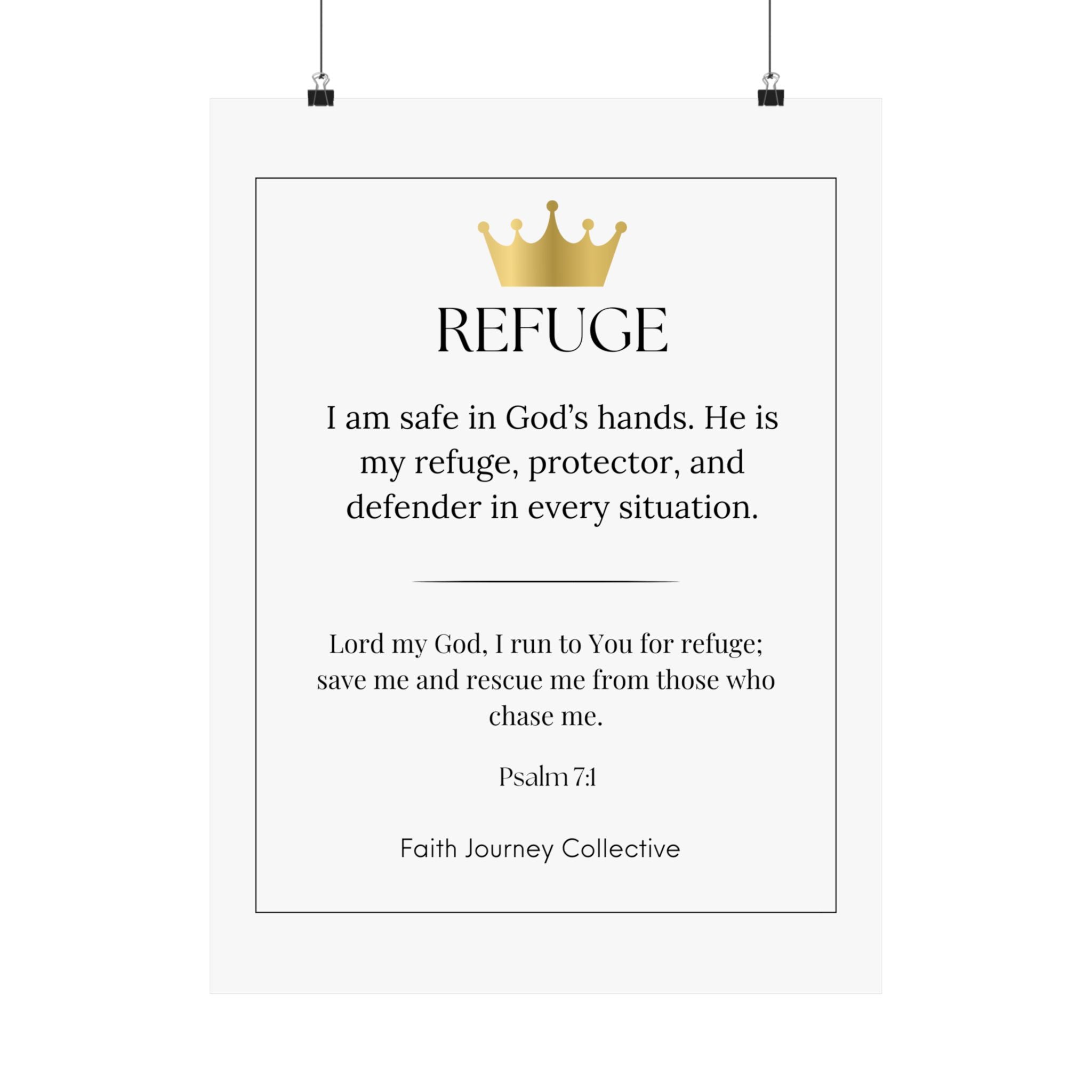 "God is our Refuge" Christian Scripture Wall Art Poster – Bible Verse Affirmation Prints for Home, Office & Prayer Space | Faith Journey Collective
