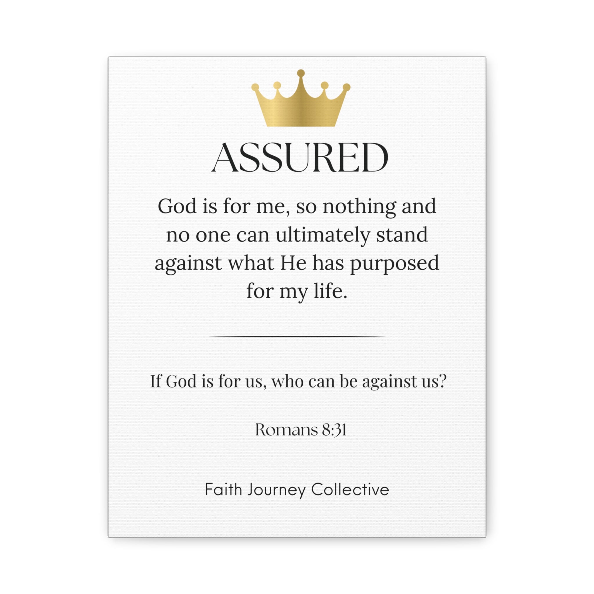 Assured - Christian Scripture Wall Art Canvas – Bible Verse Affirmation Prints for Home, Office & Prayer Space | Faith Journey Collective