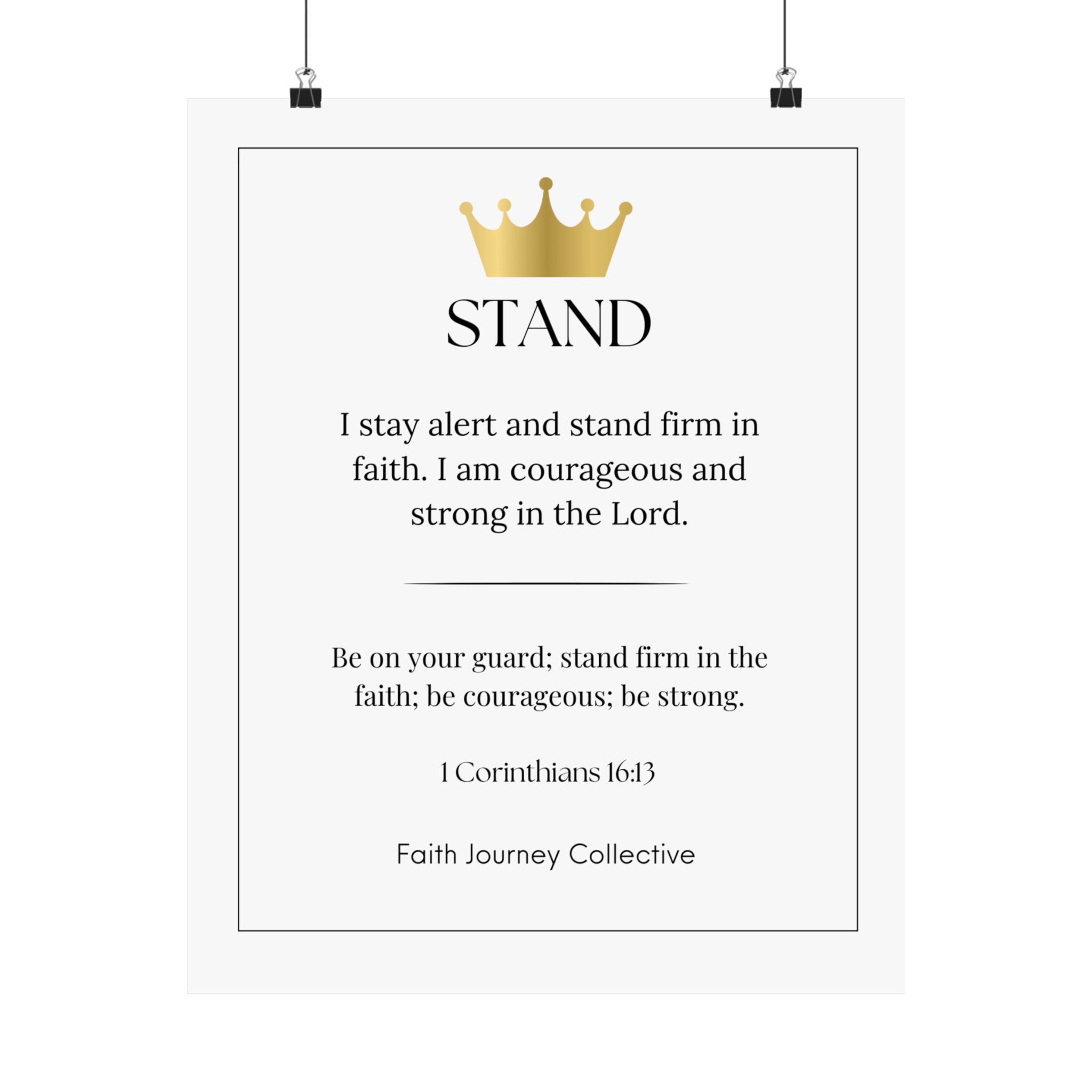 "Stand" Christian Scripture Wall Art Poster – Bible Verse Affirmation Prints for Home, Office & Prayer Space | Faith Journey Collective