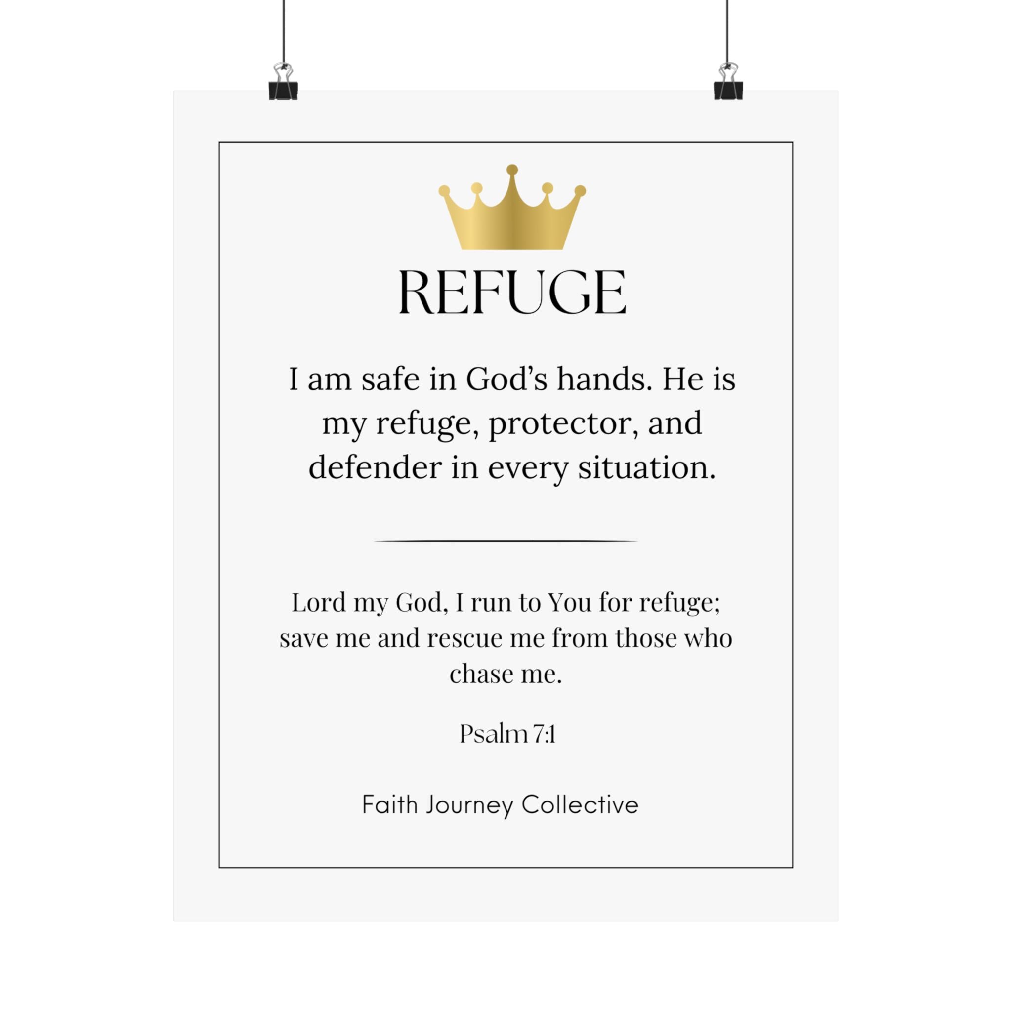 "God is our Refuge" Christian Scripture Wall Art Poster – Bible Verse Affirmation Prints for Home, Office & Prayer Space | Faith Journey Collective