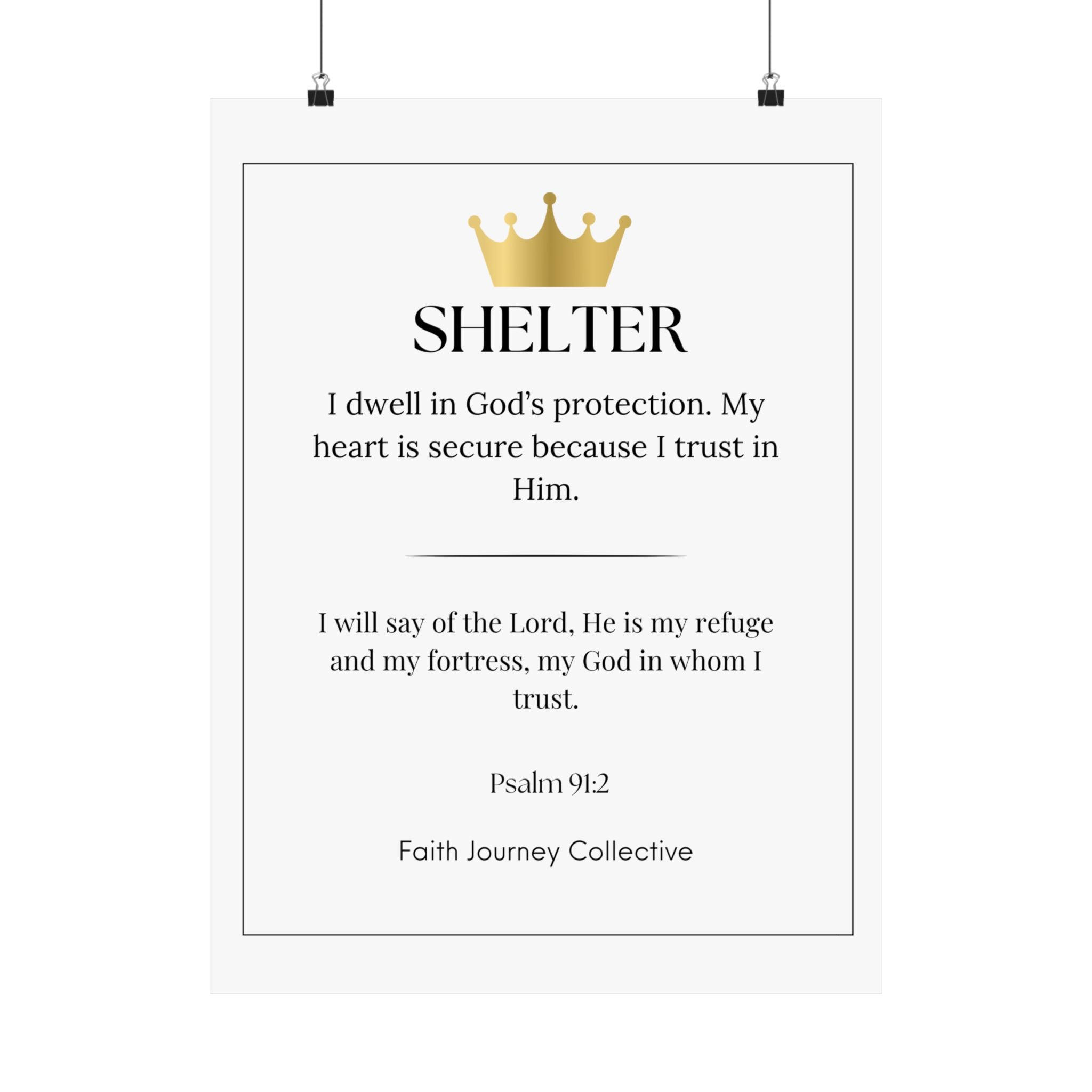 "Shelter" Christian Scripture Wall Art Poster – Bible Verse Affirmation Prints for Home, Office & Prayer Space | Faith Journey Collective