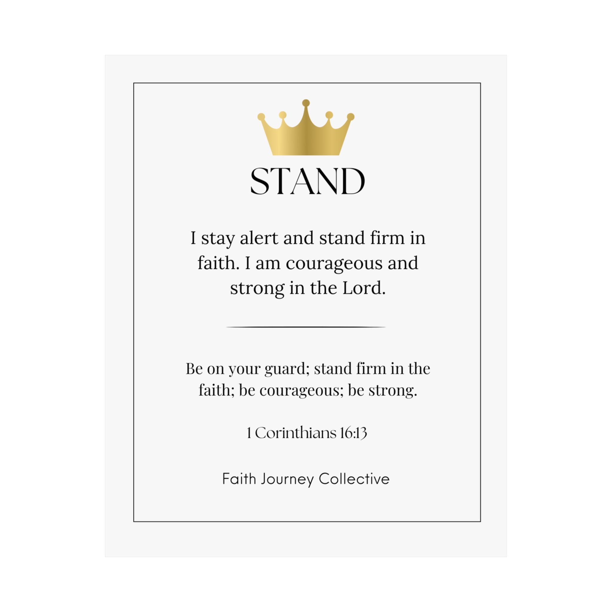 "Stand" Christian Scripture Wall Art Poster – Bible Verse Affirmation Prints for Home, Office & Prayer Space | Faith Journey Collective