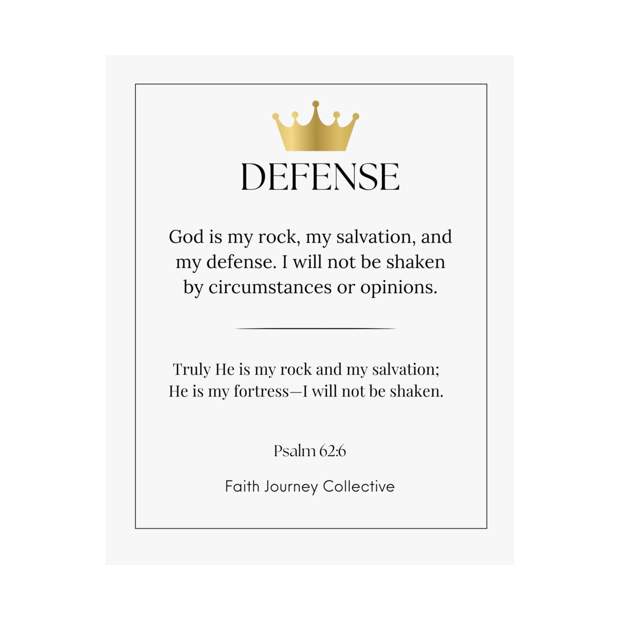 "Defence" Christian Scripture Wall Art Poster – Bible Verse Affirmation Prints for Home, Office & Prayer Space | Faith Journey Collective
