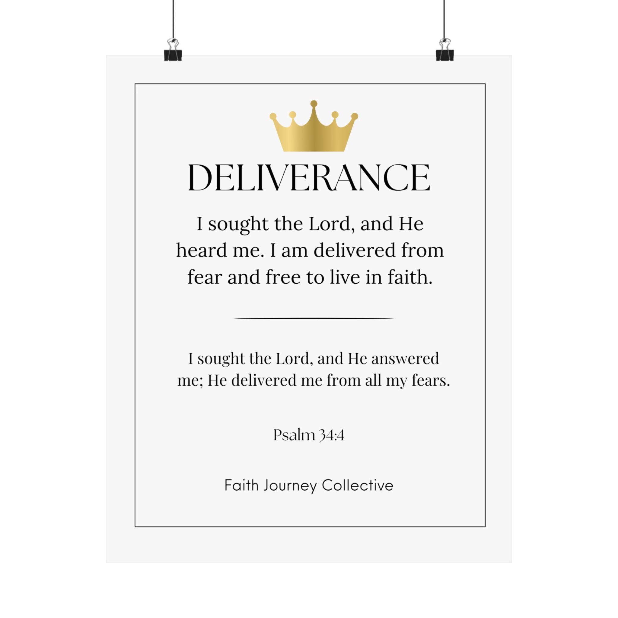 "Deliverance" Christian Scripture Wall Art Poster – Bible Verse Affirmation Prints for Home, Office & Prayer Space | Faith Journey Collective