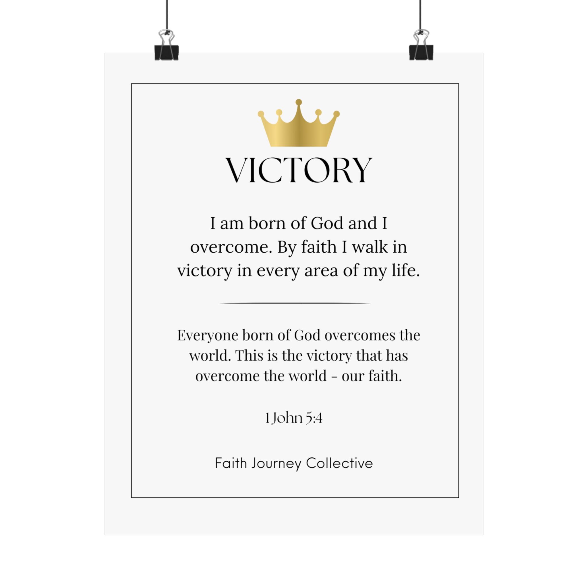 "Victory" Christian Scripture Wall Art Poster – Bible Verse Affirmation Prints for Home, Office & Prayer Space | Faith Journey Collective