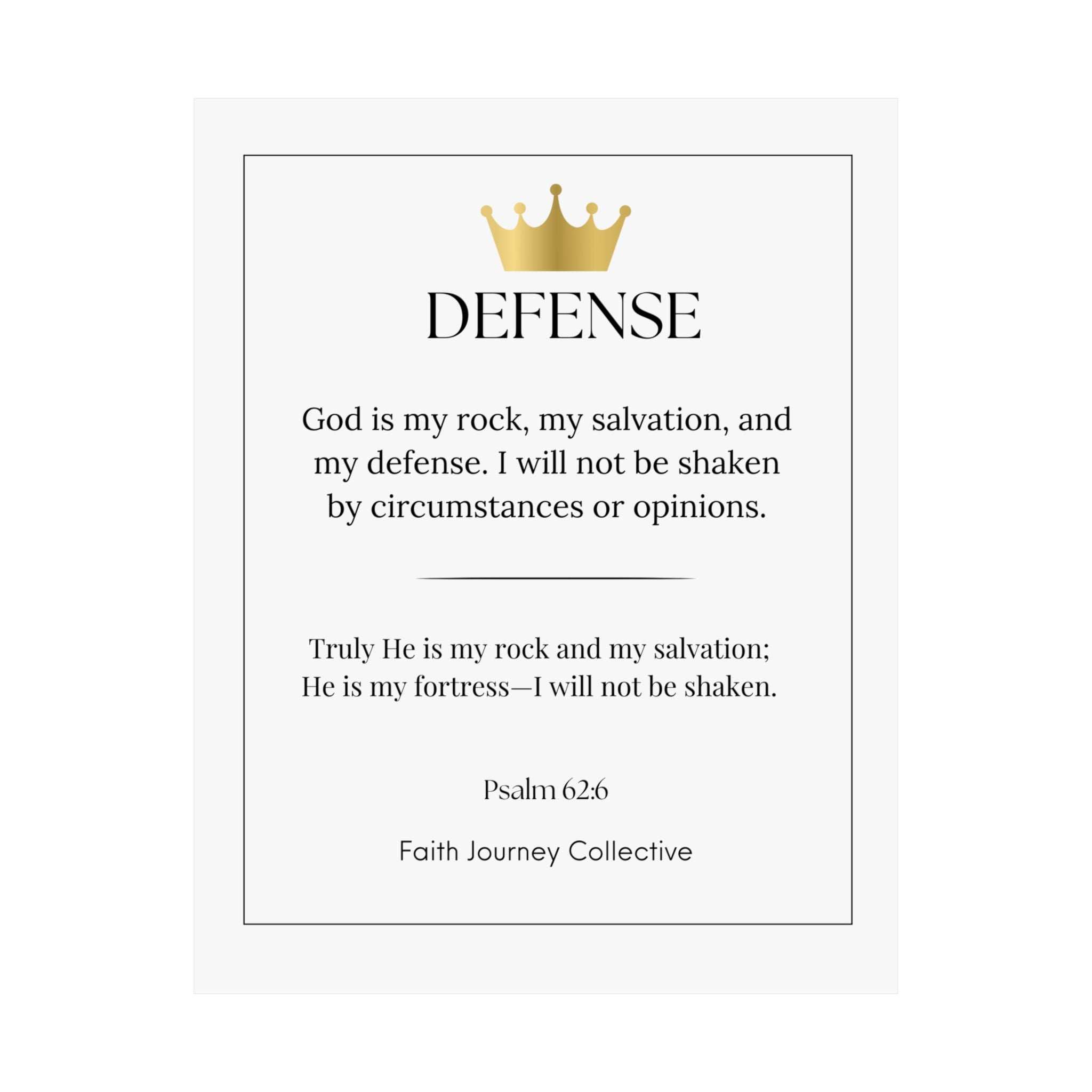 "Defence" Christian Scripture Wall Art Poster – Bible Verse Affirmation Prints for Home, Office & Prayer Space | Faith Journey Collective