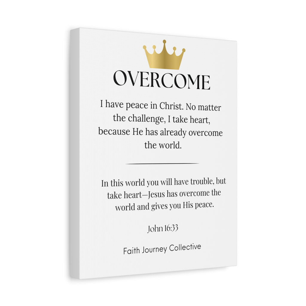 Overcome - Christian Scripture Wall Art Canvas – Bible Verse Affirmation Prints for Home, Office & Prayer Space | Faith Journey Collective