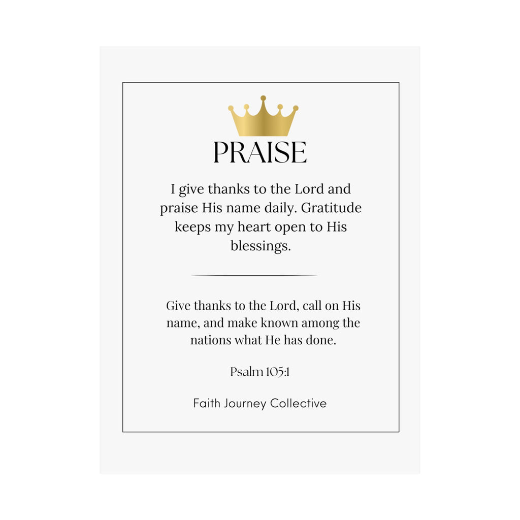 "Praise" Christian Scripture Wall Art Poster – Bible Verse Affirmation Prints for Home, Office & Prayer Space | Faith Journey Collective