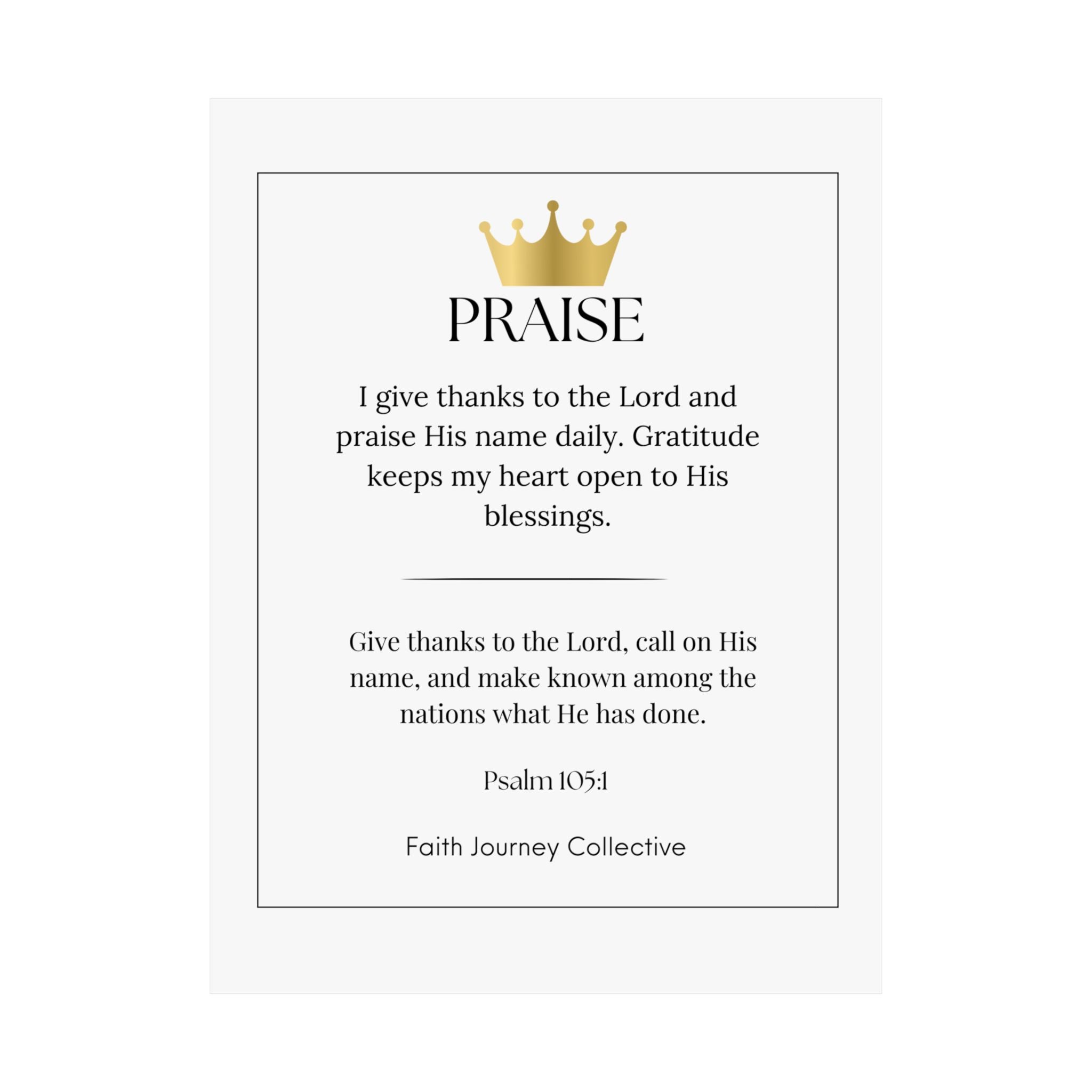 "Praise" Christian Scripture Wall Art Poster – Bible Verse Affirmation Prints for Home, Office & Prayer Space | Faith Journey Collective