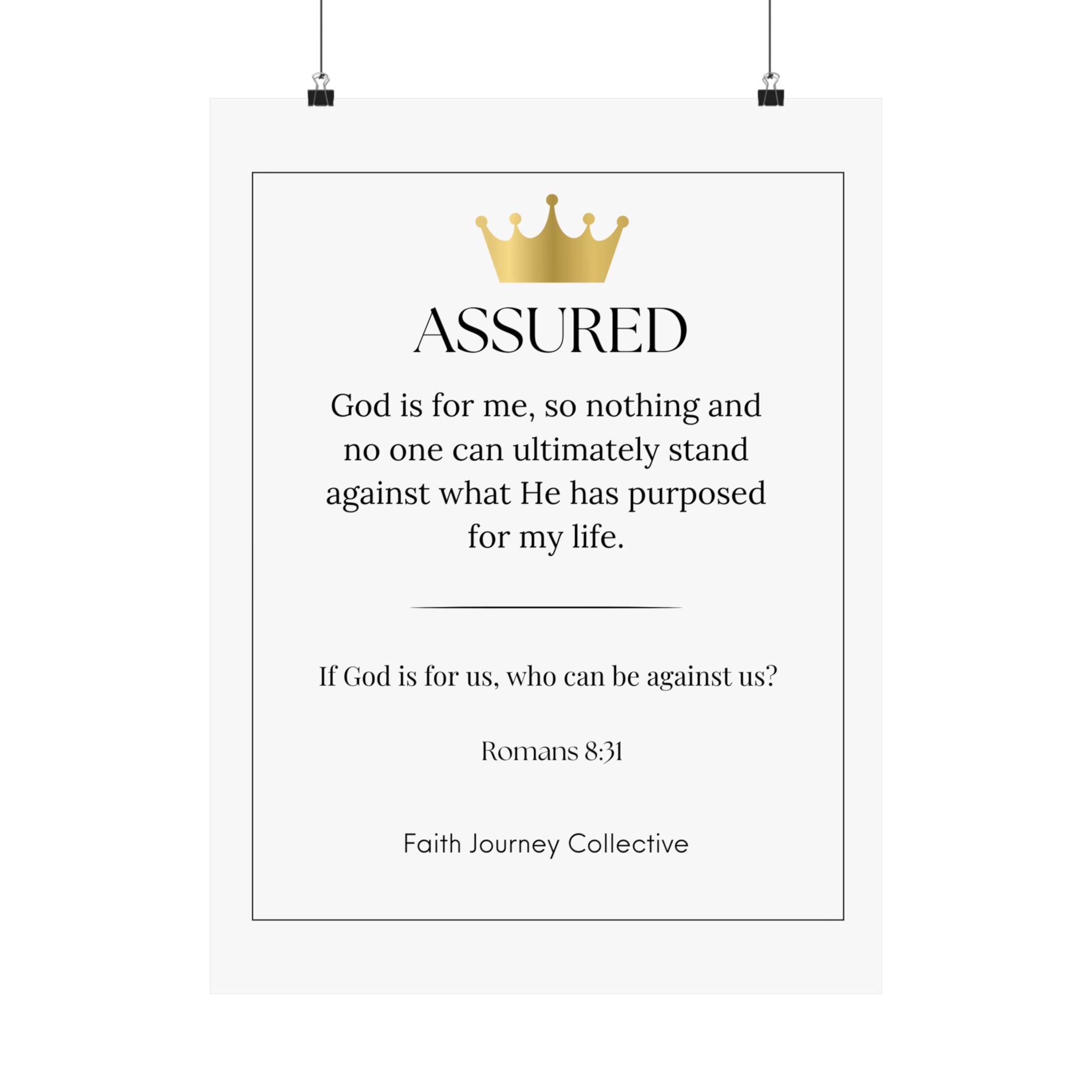 "Assured" Christian Scripture Wall Art Poster – Bible Verse Affirmation Prints for Home, Office & Prayer Space | Faith Journey Collective