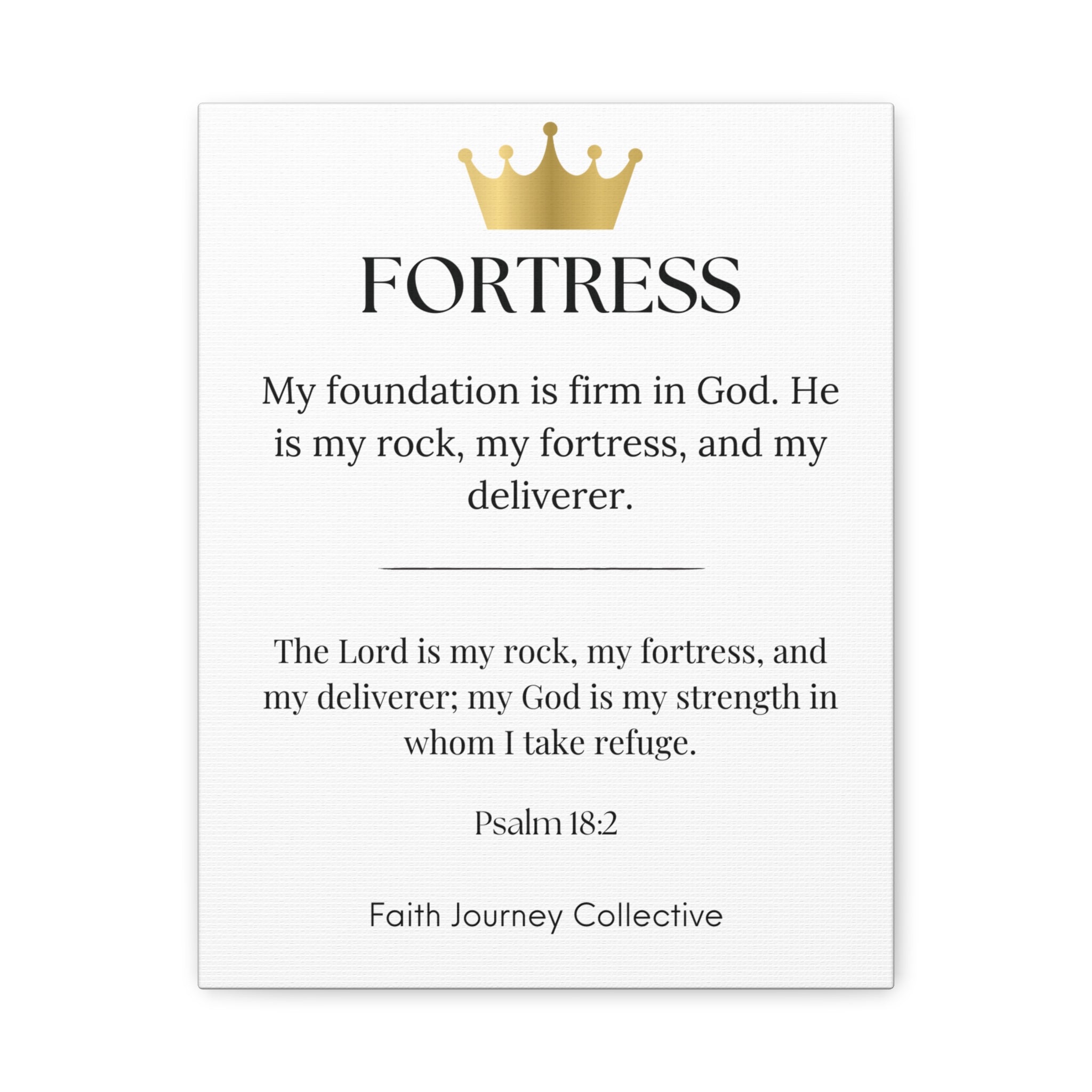 Fortress - Christian Scripture Wall Art Canvas – Bible Verse Affirmation Prints for Home, Office & Prayer Space | Faith Journey Collective