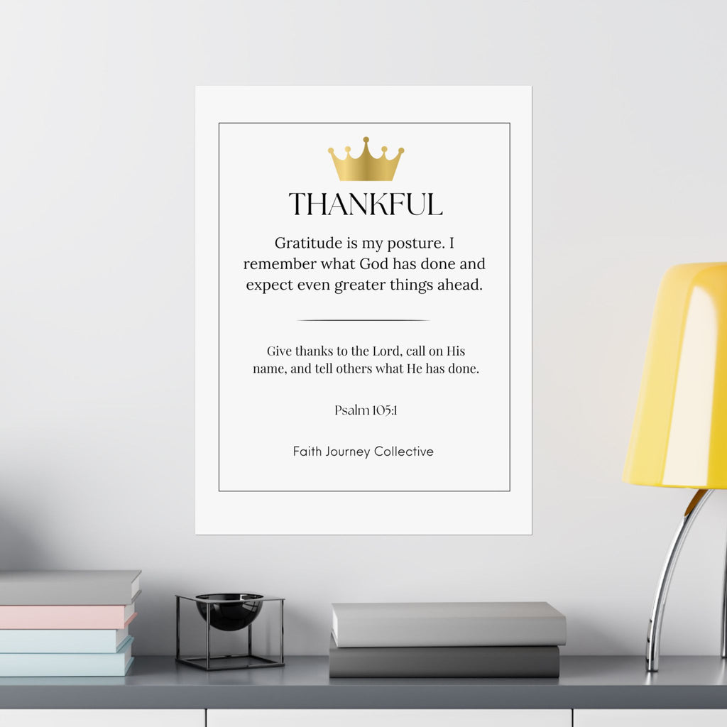 "Thankful" Christian Scripture Wall Art Poster – Bible Verse Affirmation Prints for Home, Office & Prayer Space | Faith Journey Collective