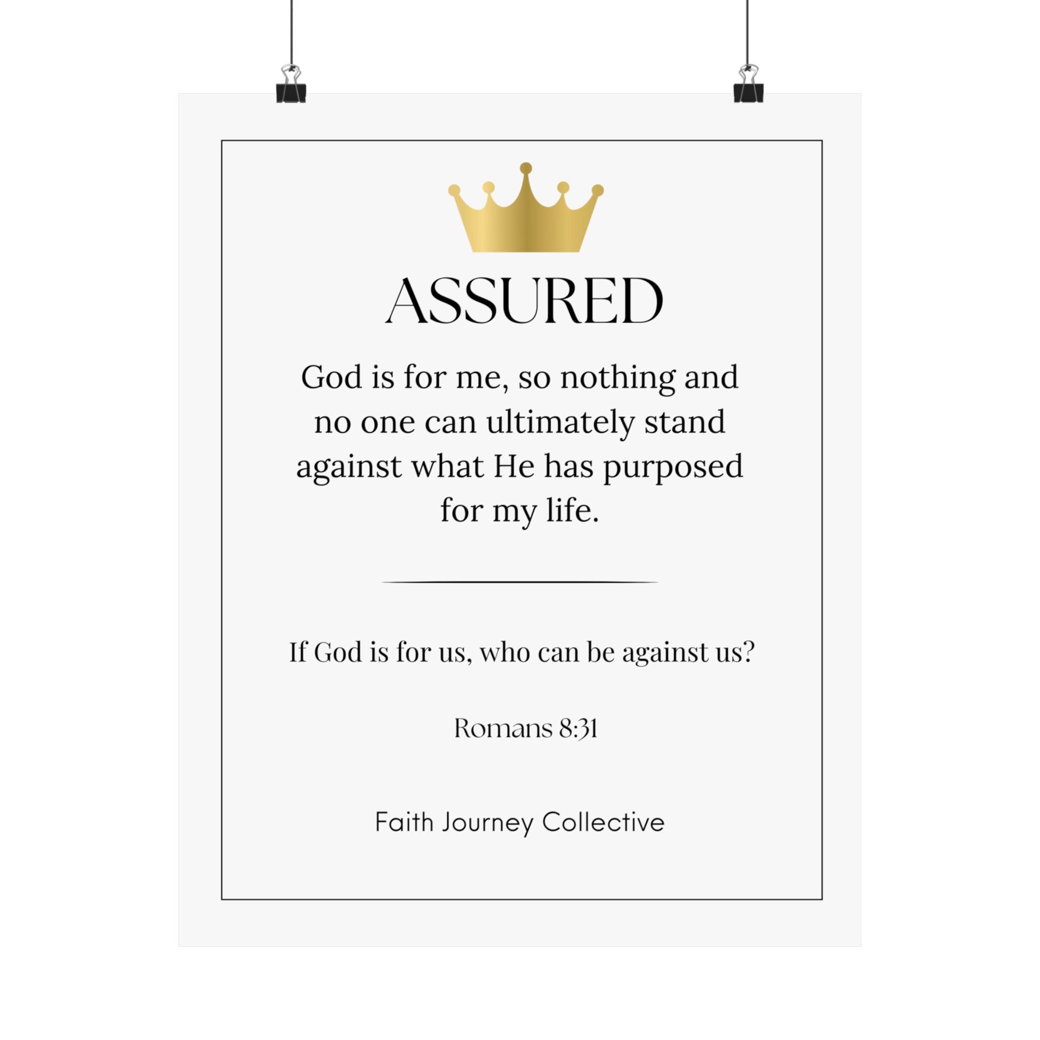 "Assured" Christian Scripture Wall Art Poster – Bible Verse Affirmation Prints for Home, Office & Prayer Space | Faith Journey Collective