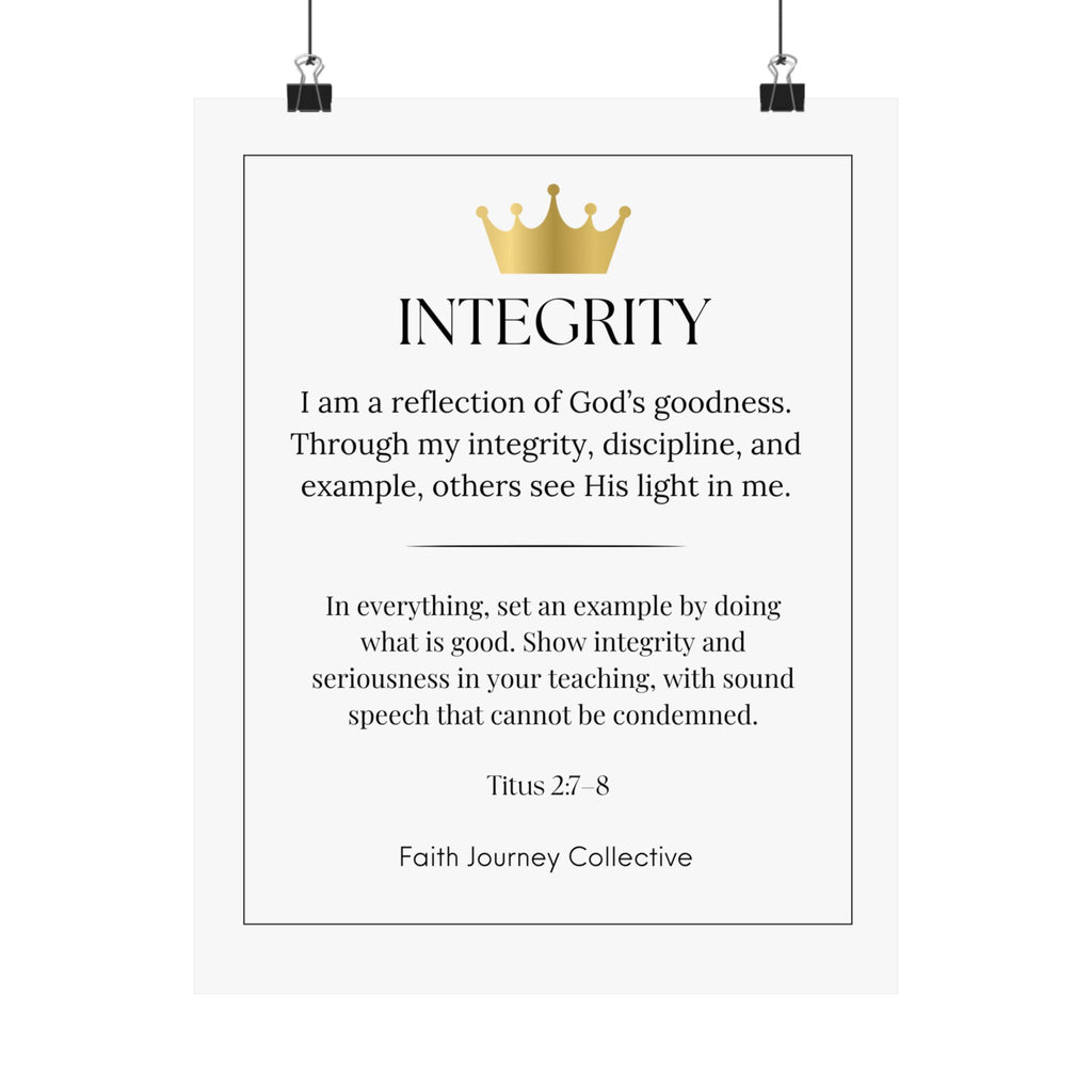"Integrity" Christian Scripture Wall Art Poster – Bible Verse Affirmation Prints for Home, Office & Prayer Space | Faith Journey Collective