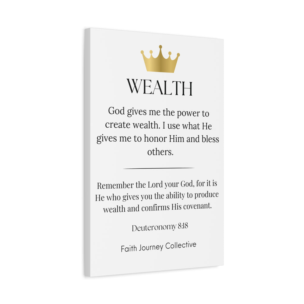 Wealth - Christian Scripture Wall Art Canvas – Bible Verse Affirmation Prints for Home, Office & Prayer Space | Faith Journey Collective