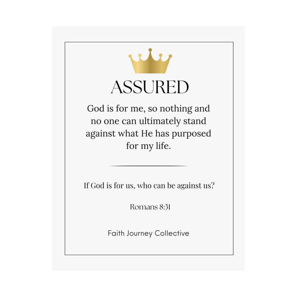 "Assured" Christian Scripture Wall Art Poster – Bible Verse Affirmation Prints for Home, Office & Prayer Space | Faith Journey Collective
