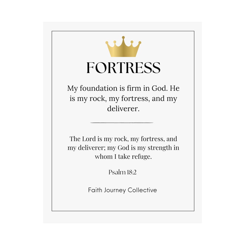 "Fortress" Christian Scripture Wall Art Poster – Bible Verse Affirmation Prints for Home, Office & Prayer Space | Faith Journey Collective