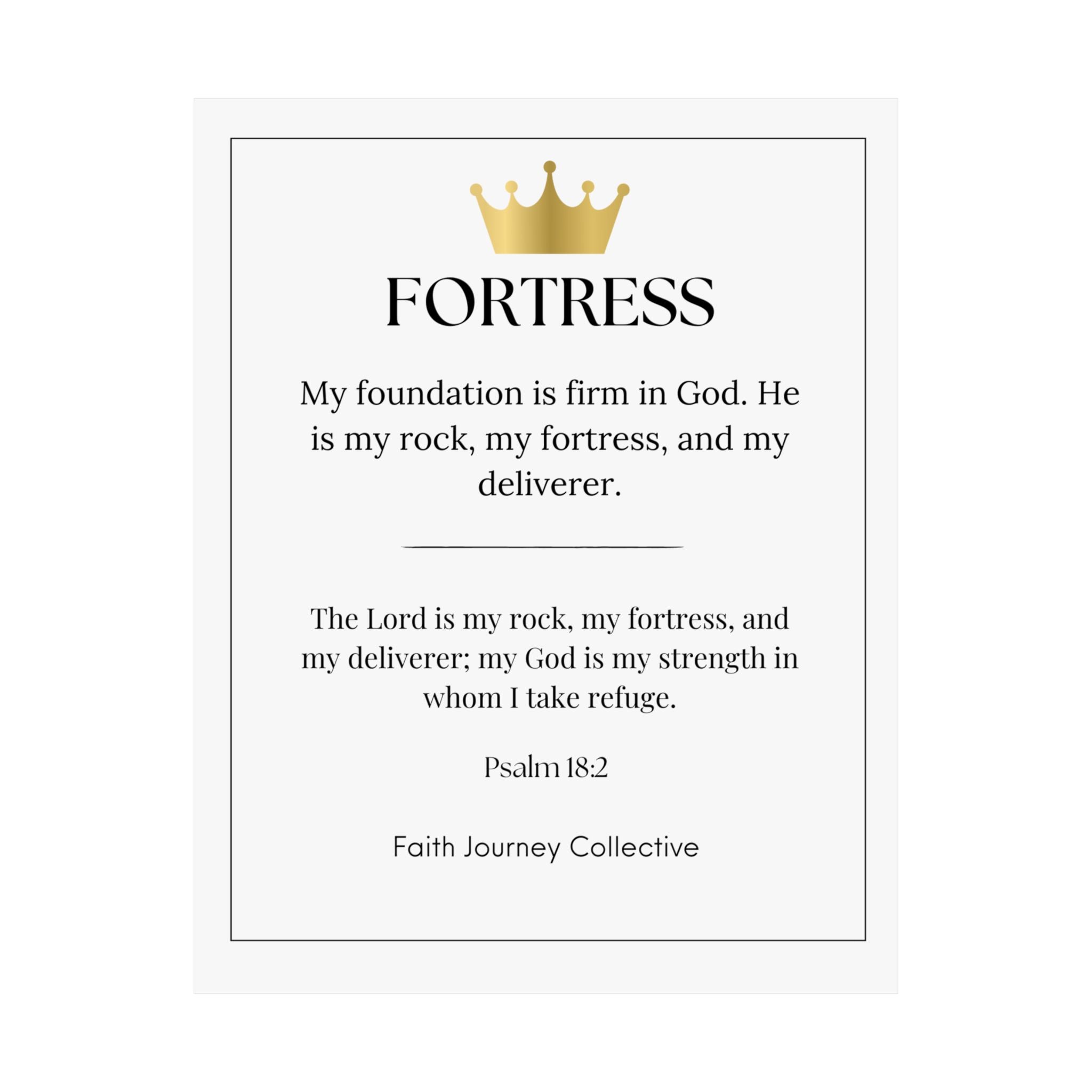 "Fortress" Christian Scripture Wall Art Poster – Bible Verse Affirmation Prints for Home, Office & Prayer Space | Faith Journey Collective