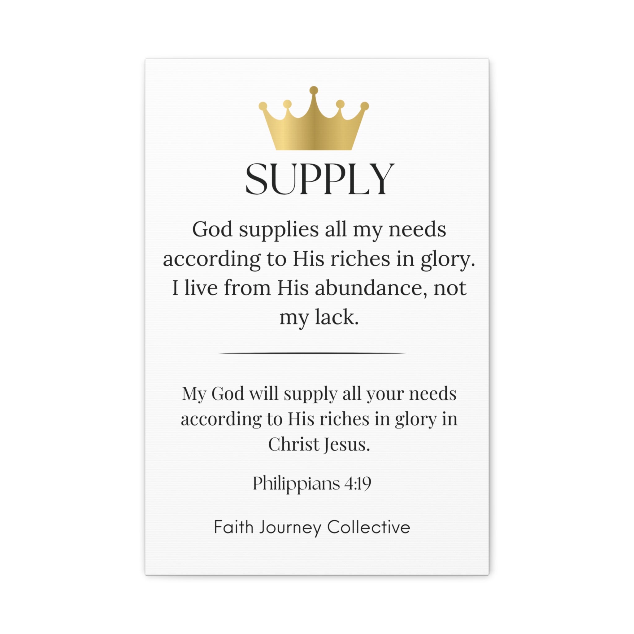 Supply - Christian Scripture Wall Art Canvas – Bible Verse Affirmation Prints for Home, Office & Prayer Space | Faith Journey Collective