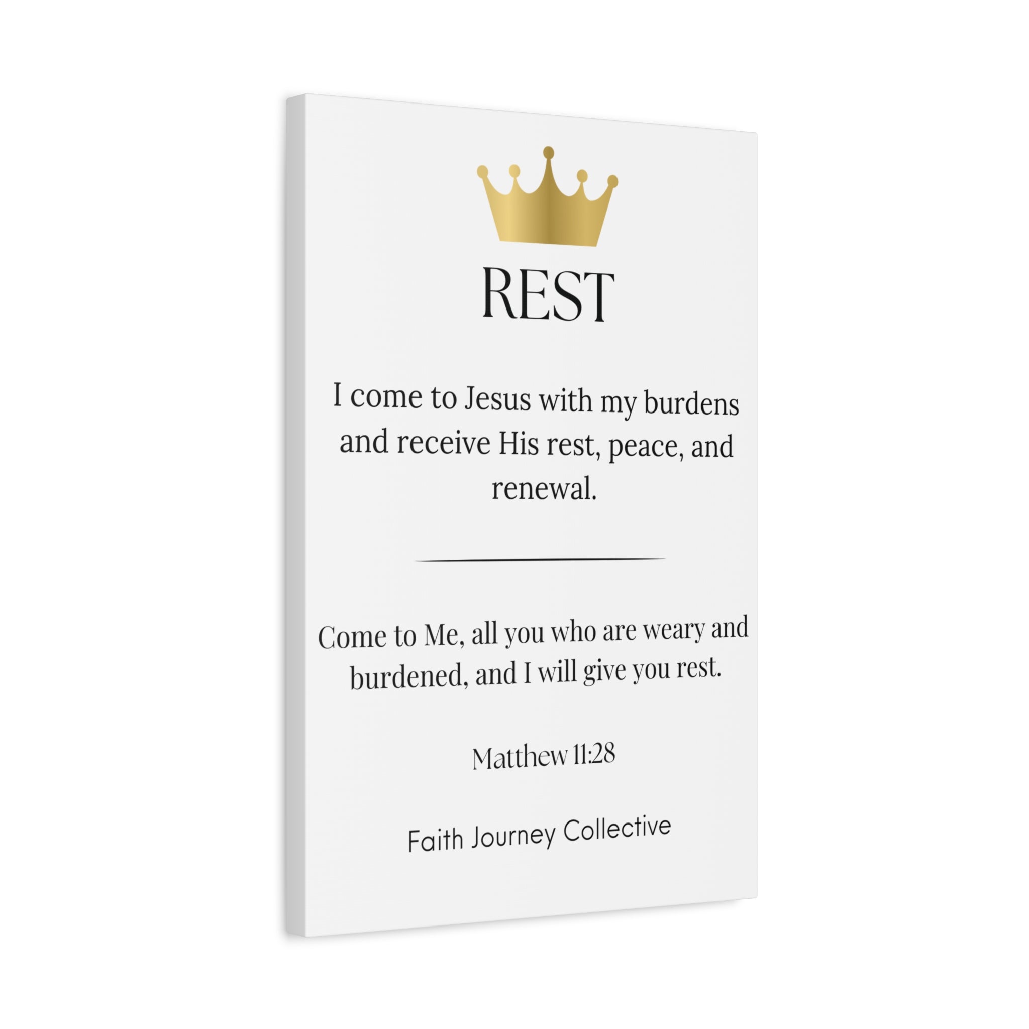 Rest - Christian Scripture Wall Art Canvas – Bible Verse Affirmation Prints for Home, Office & Prayer Space | Faith Journey Collective