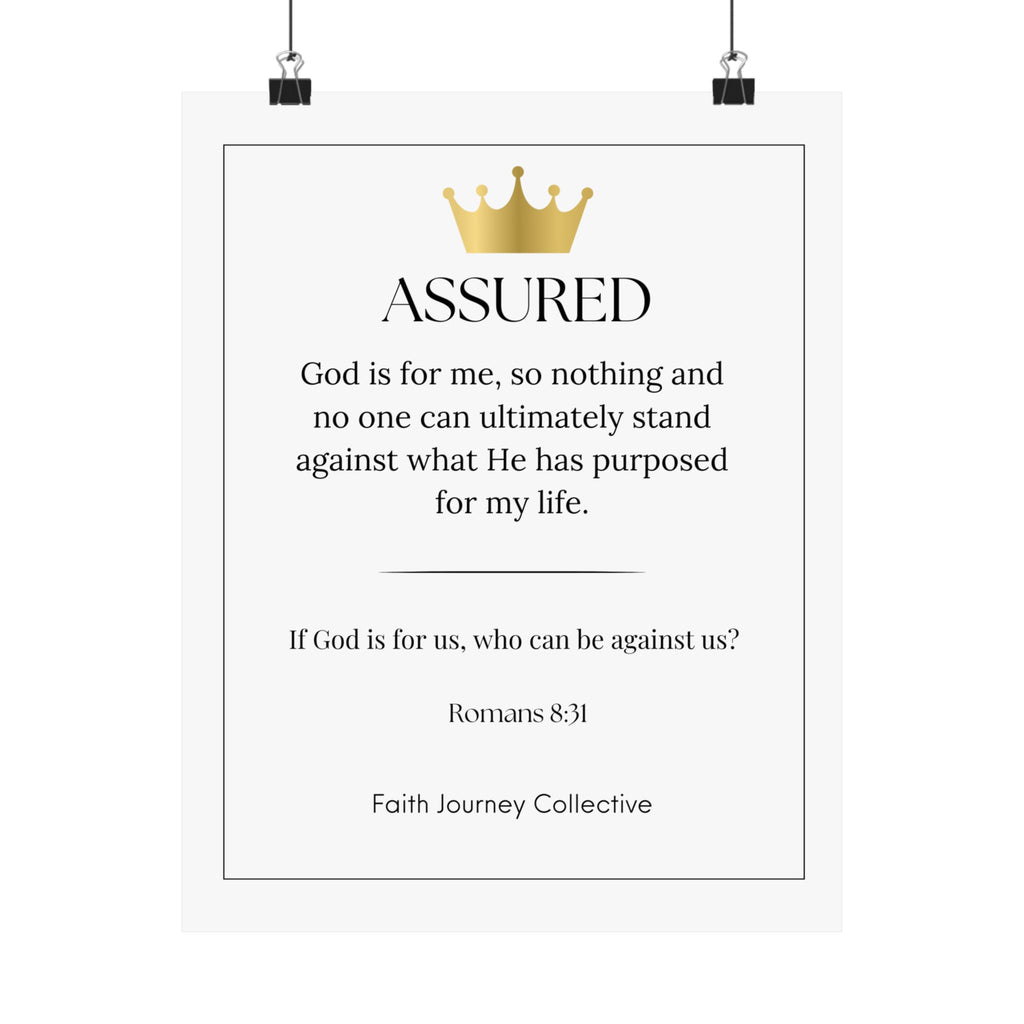 "Assured" Christian Scripture Wall Art Poster – Bible Verse Affirmation Prints for Home, Office & Prayer Space | Faith Journey Collective