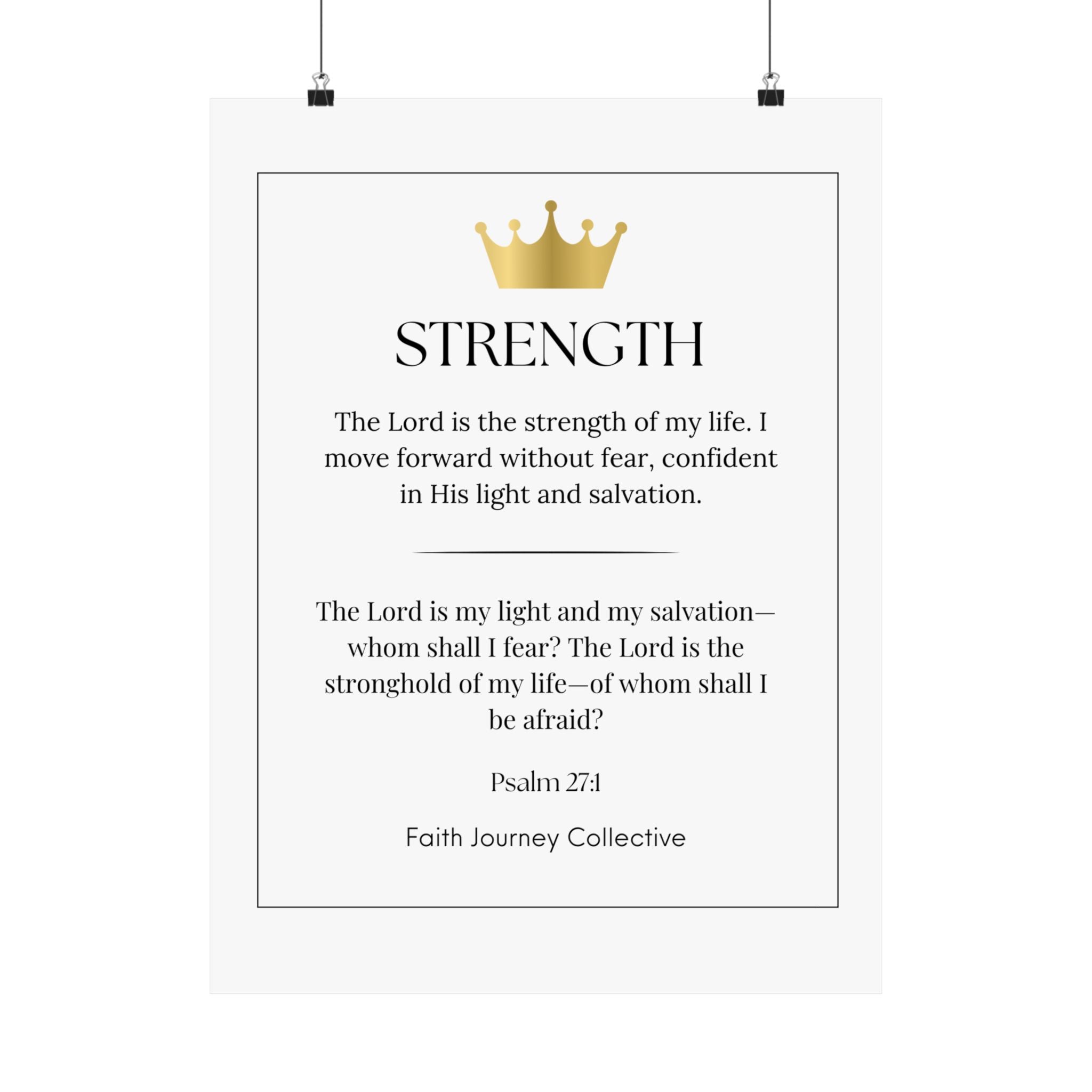 "Strength" Christian Scripture Wall Art Poster – Bible Verse Affirmation Prints for Home, Office & Prayer Space | Faith Journey Collective