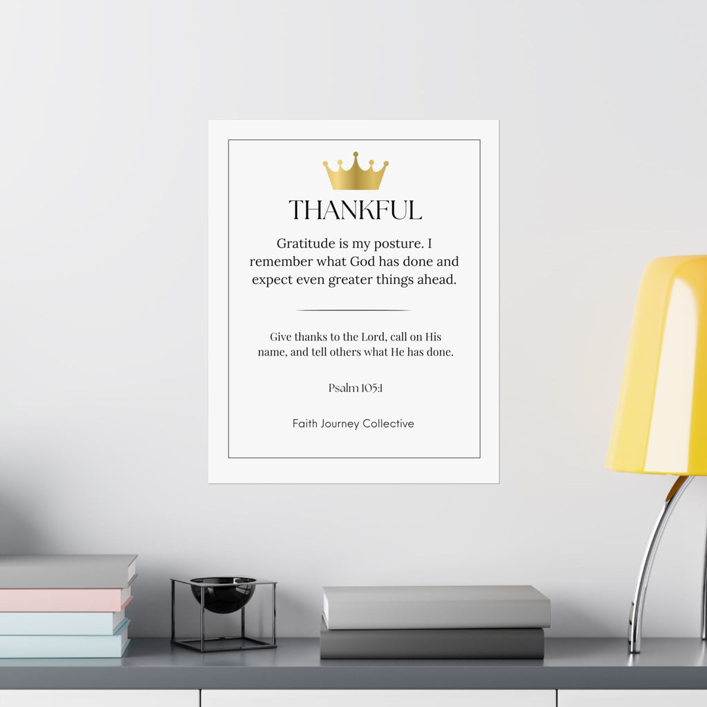 "Thankful" Christian Scripture Wall Art Poster – Bible Verse Affirmation Prints for Home, Office & Prayer Space | Faith Journey Collective