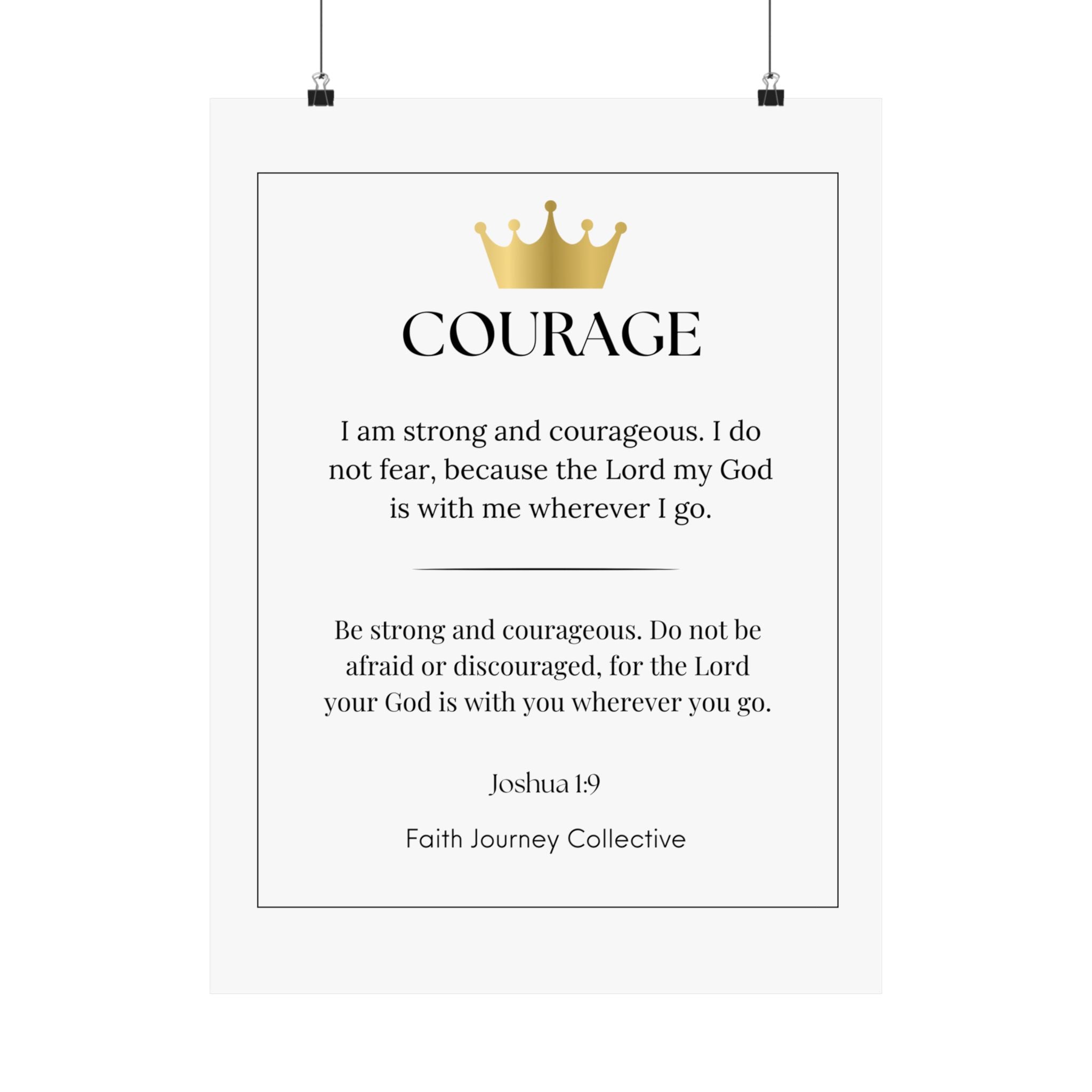 "Courage" Christian Scripture Wall Art Poster – Bible Verse Affirmation Prints for Home, Office & Prayer Space | Faith Journey Collective