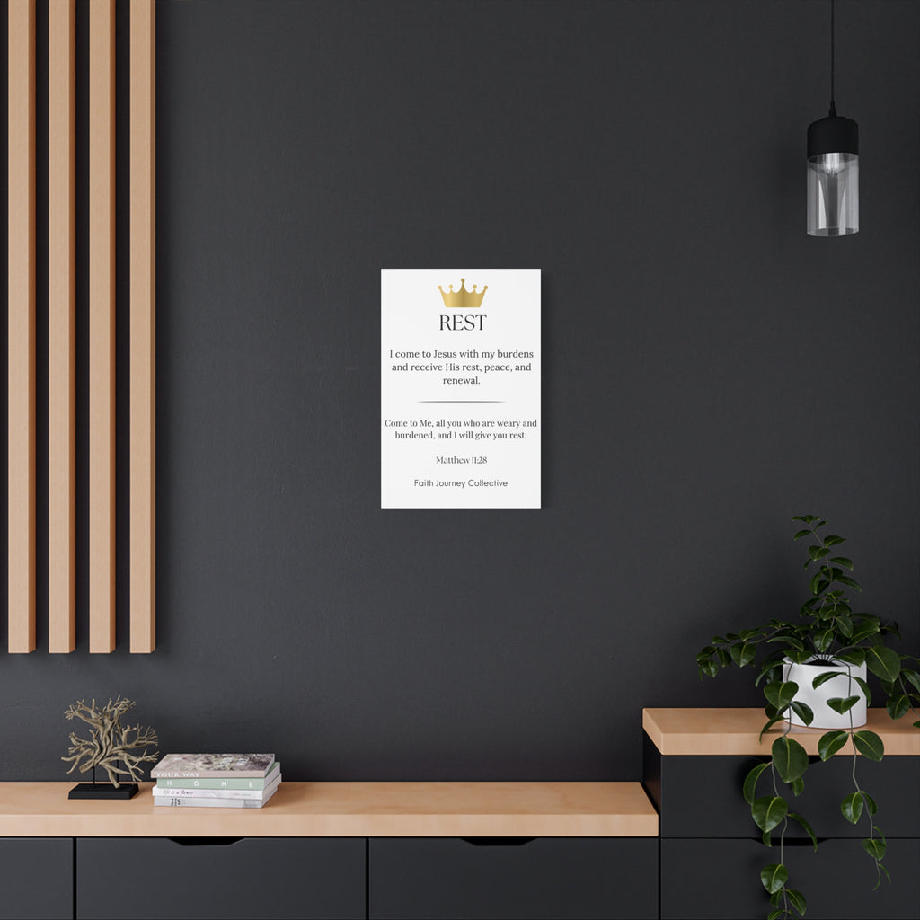 Rest - Christian Scripture Wall Art Canvas – Bible Verse Affirmation Prints for Home, Office & Prayer Space | Faith Journey Collective