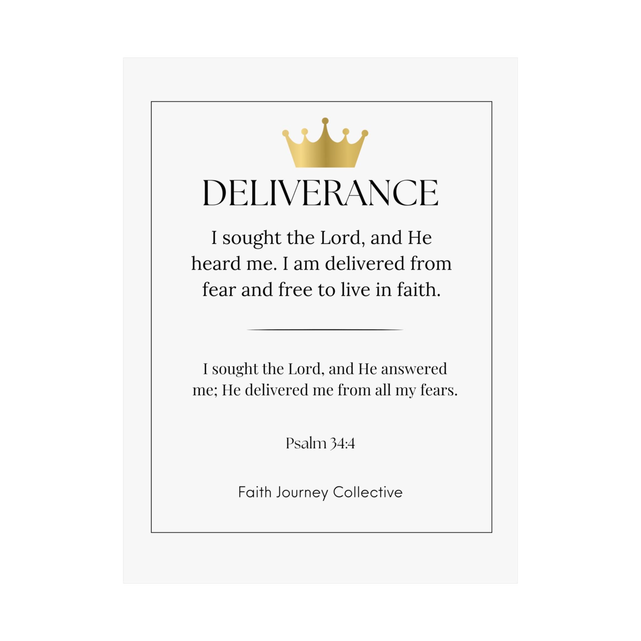 "Deliverance" Christian Scripture Wall Art Poster – Bible Verse Affirmation Prints for Home, Office & Prayer Space | Faith Journey Collective