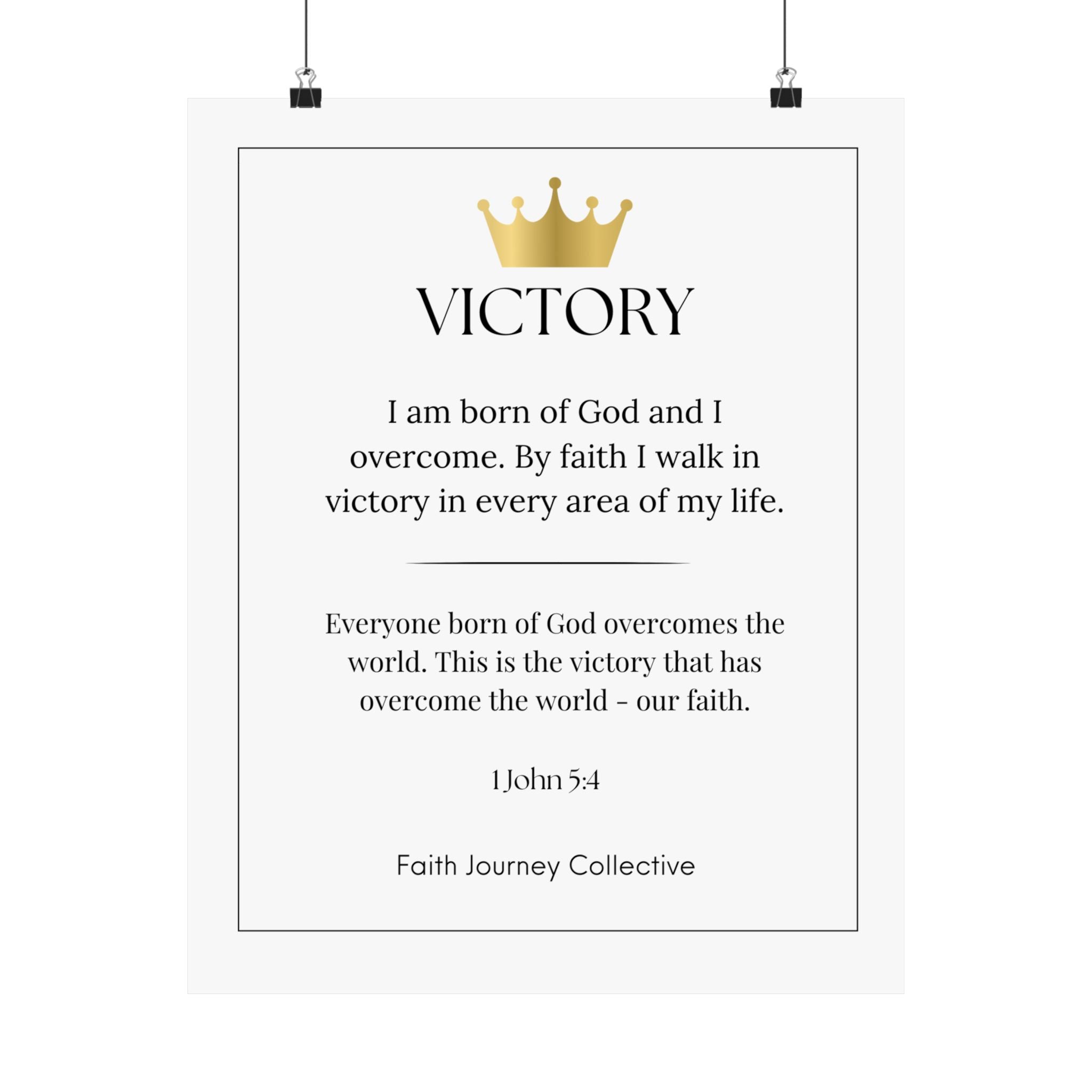 "Victory" Christian Scripture Wall Art Poster – Bible Verse Affirmation Prints for Home, Office & Prayer Space | Faith Journey Collective