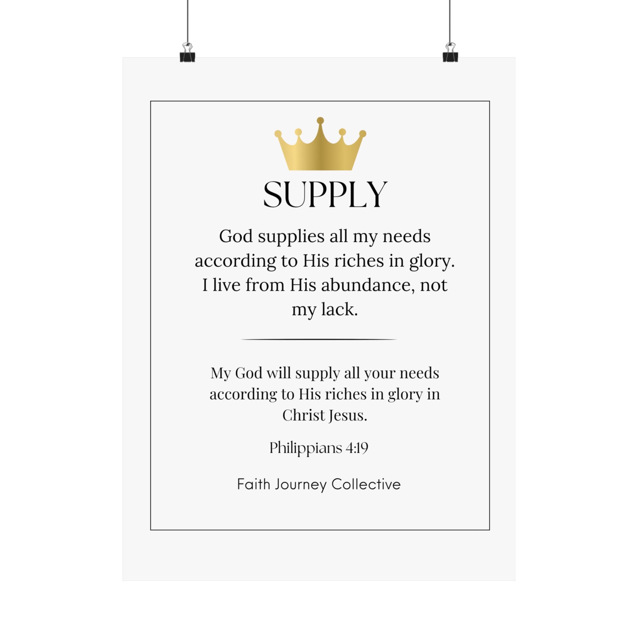 "Supply" Christian Scripture Wall Art Poster – Bible Verse Affirmation Prints for Home, Office & Prayer Space | Faith Journey Collective
