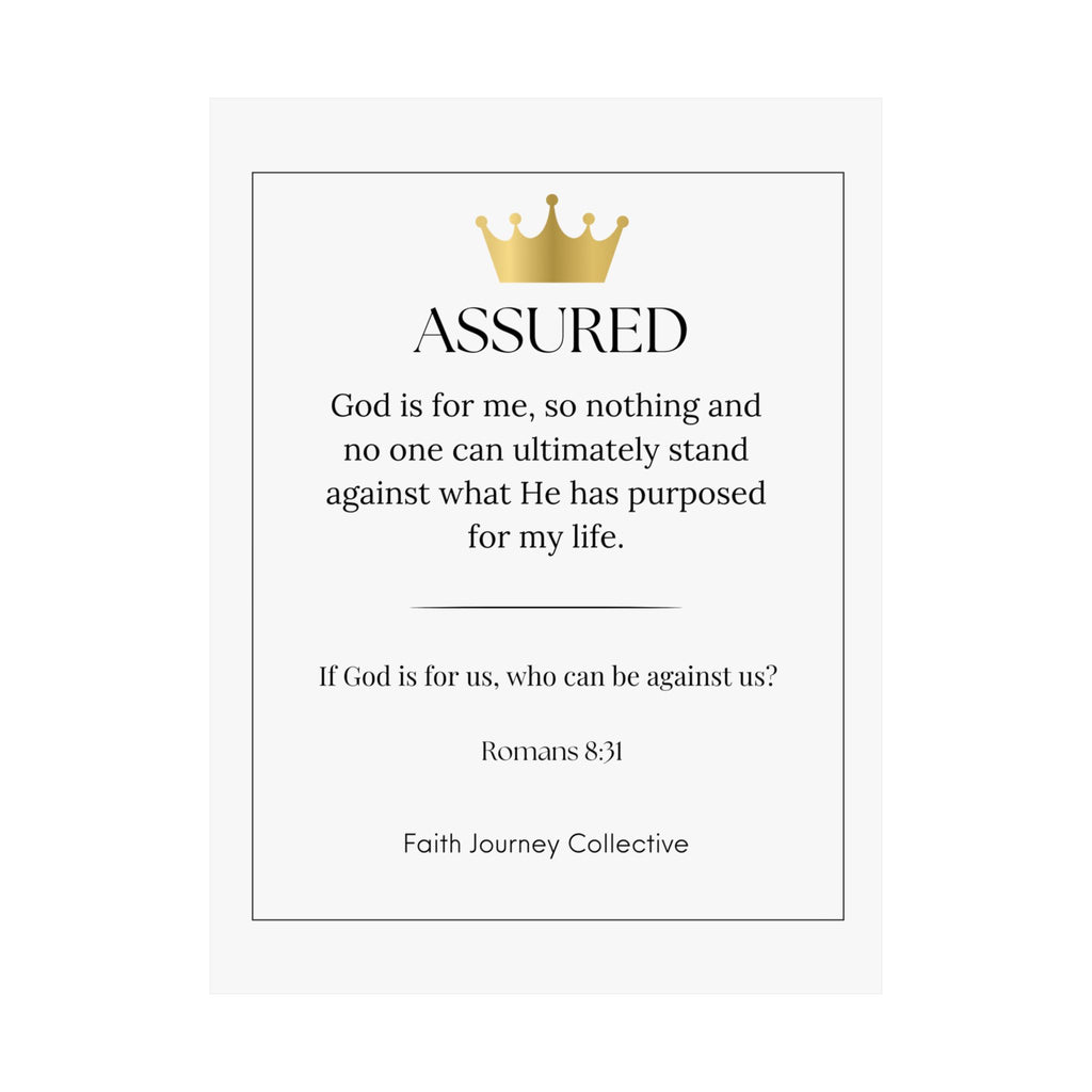 "Assured" Christian Scripture Wall Art Poster – Bible Verse Affirmation Prints for Home, Office & Prayer Space | Faith Journey Collective