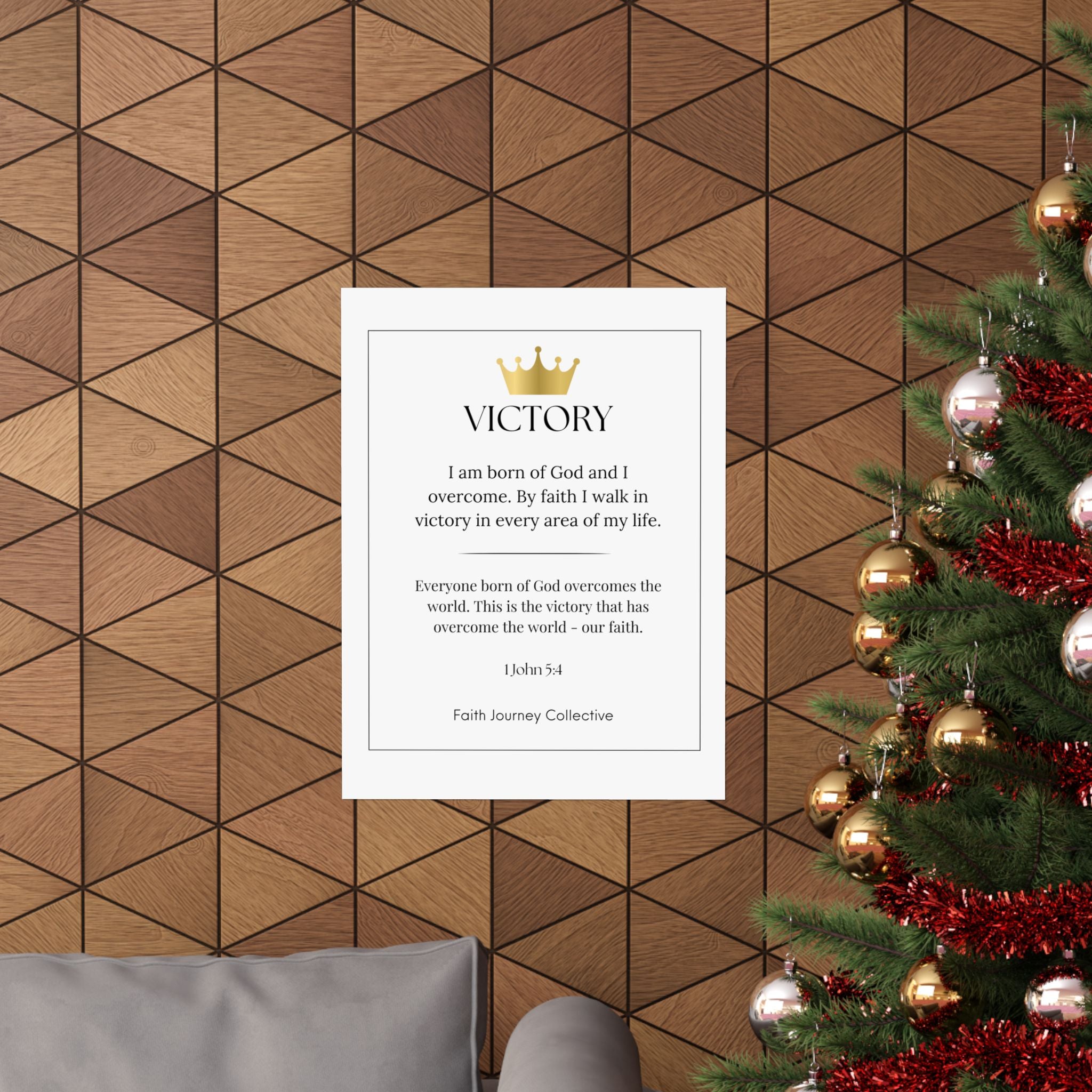 "Victory" Christian Scripture Wall Art Poster – Bible Verse Affirmation Prints for Home, Office & Prayer Space | Faith Journey Collective