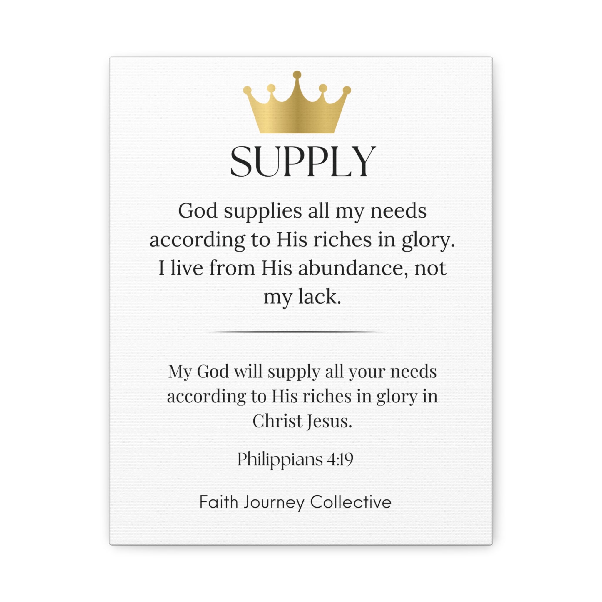 Supply - Christian Scripture Wall Art Canvas – Bible Verse Affirmation Prints for Home, Office & Prayer Space | Faith Journey Collective