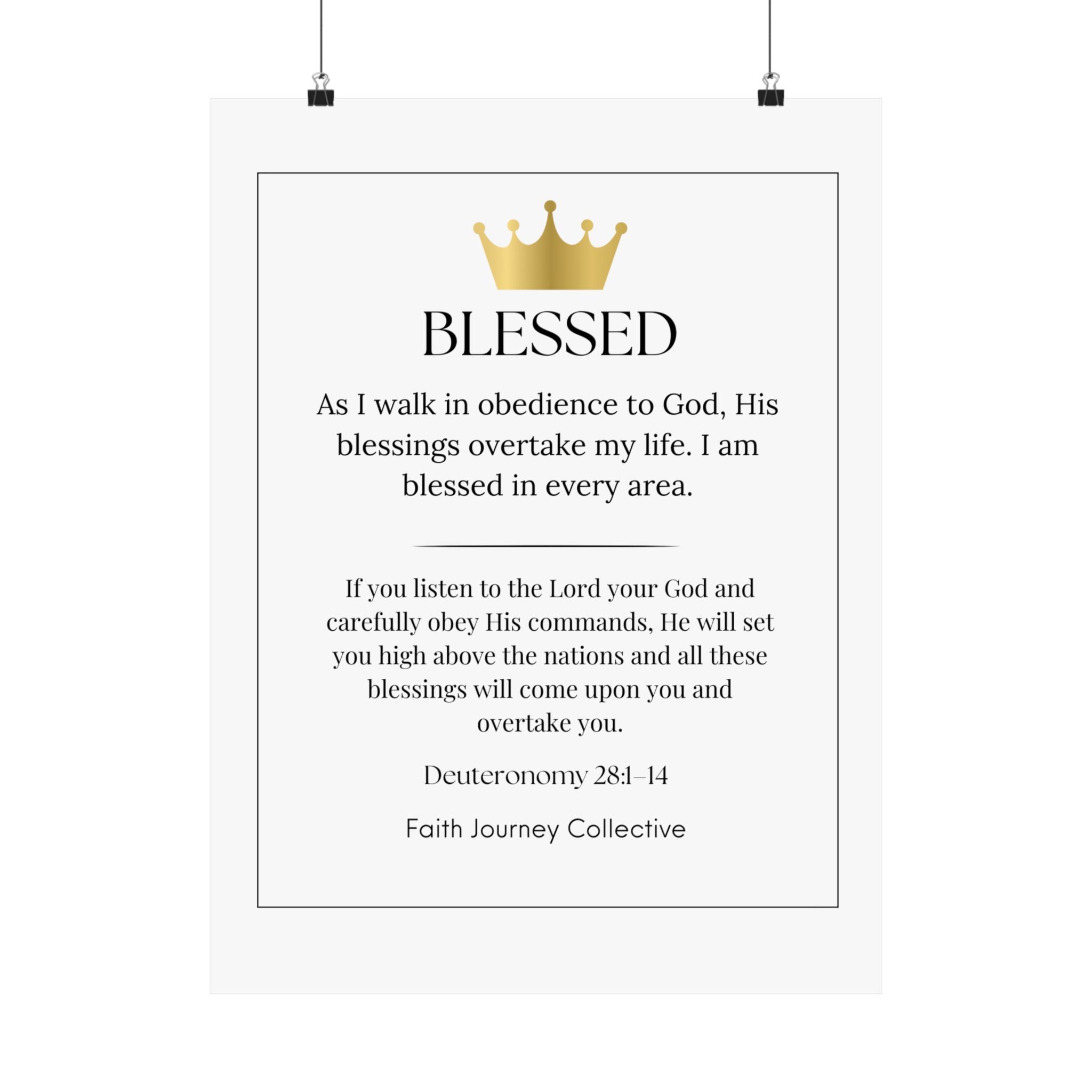 "Blessed" Christian Scripture Wall Art Poster – Bible Verse Affirmation Prints for Home, Office & Prayer Space | Faith Journey Collective