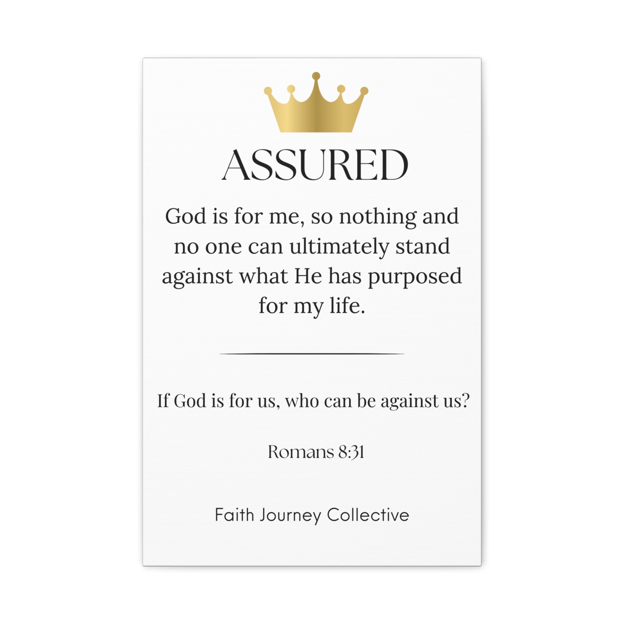 Assured - Christian Scripture Wall Art Canvas – Bible Verse Affirmation Prints for Home, Office & Prayer Space | Faith Journey Collective