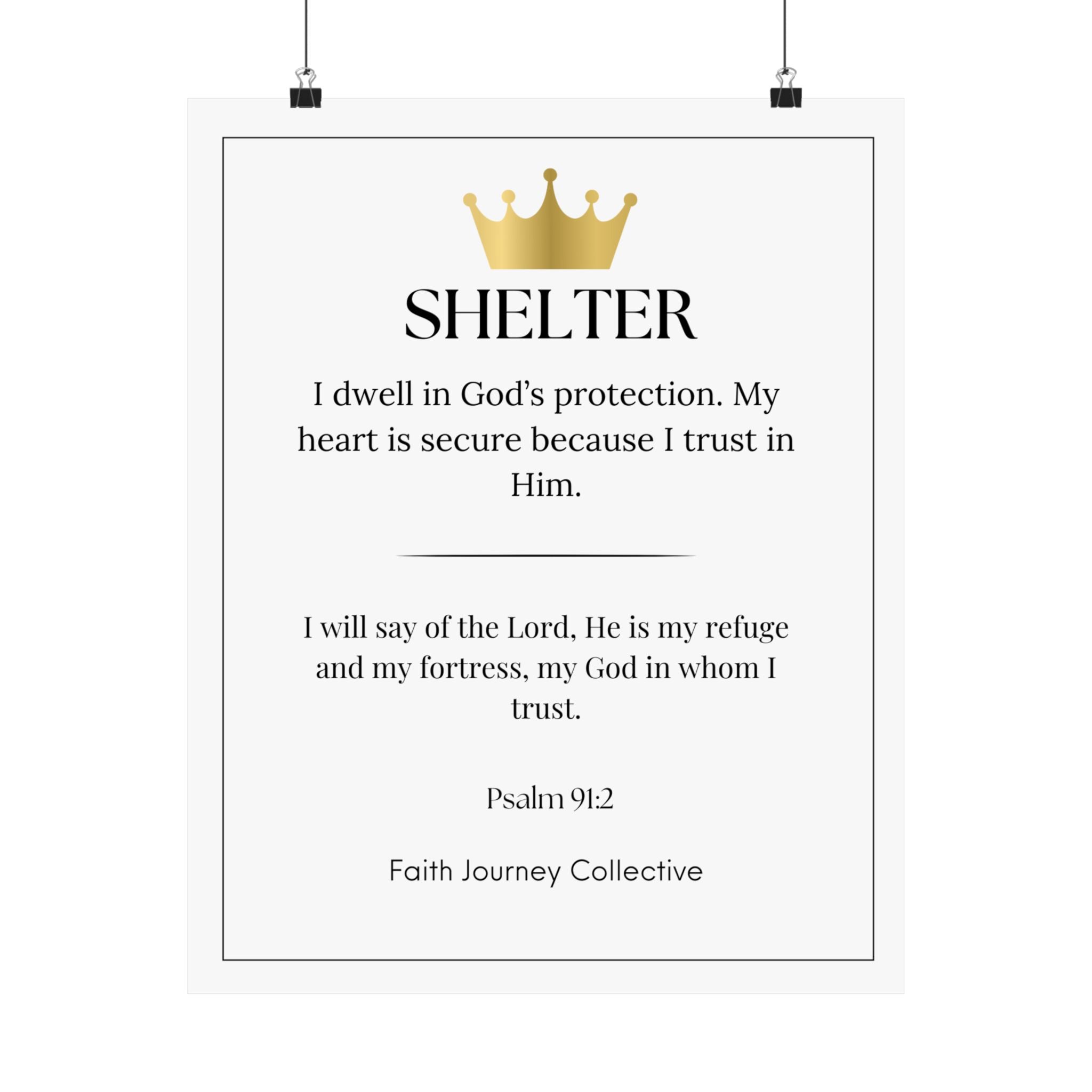 "Shelter" Christian Scripture Wall Art Poster – Bible Verse Affirmation Prints for Home, Office & Prayer Space | Faith Journey Collective