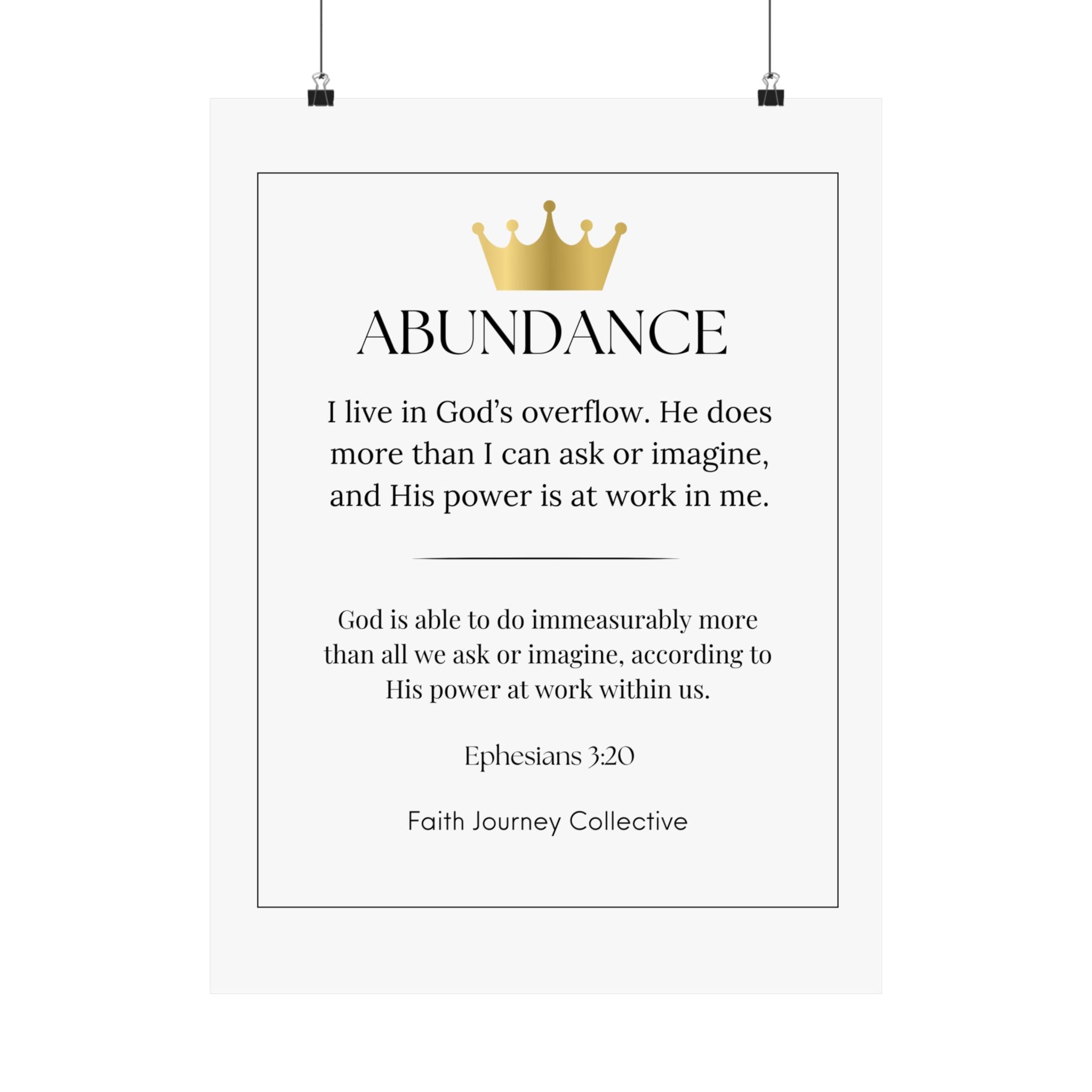 "Abundance" Christian Scripture Wall Art Poster – Bible Verse Affirmation Prints for Home, Office & Prayer Space | Faith Journey Collective