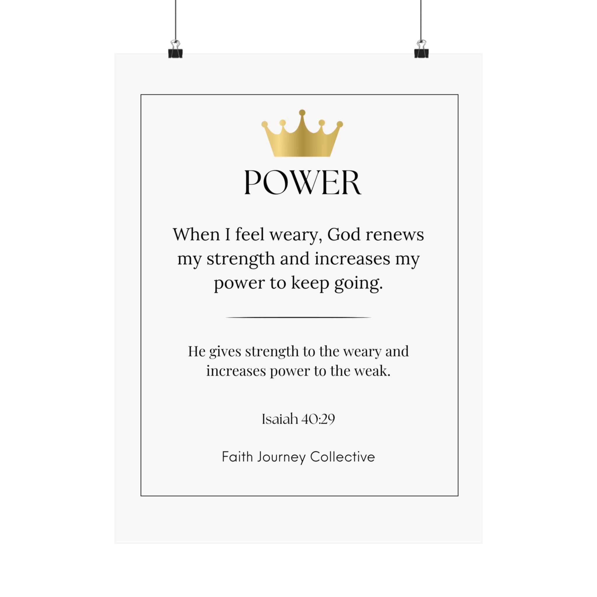 "Power" Christian Scripture Wall Art Poster – Bible Verse Affirmation Prints for Home, Office & Prayer Space | Faith Journey Collective