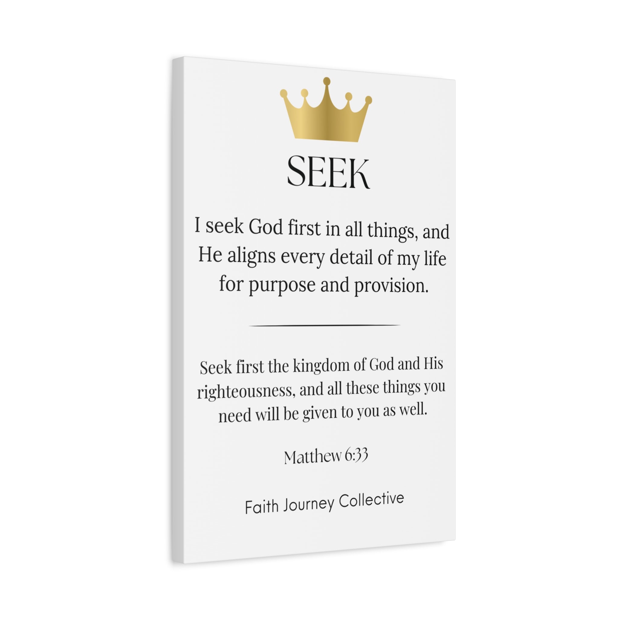 Seek - Christian Scripture Wall Art Canvas – Bible Verse Affirmation Prints for Home, Office & Prayer Space | Faith Journey Collective