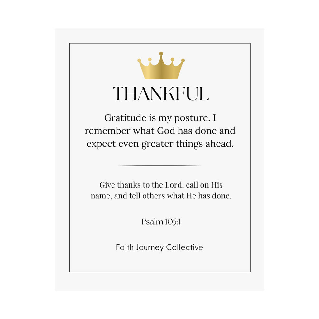 "Thankful" Christian Scripture Wall Art Poster – Bible Verse Affirmation Prints for Home, Office & Prayer Space | Faith Journey Collective
