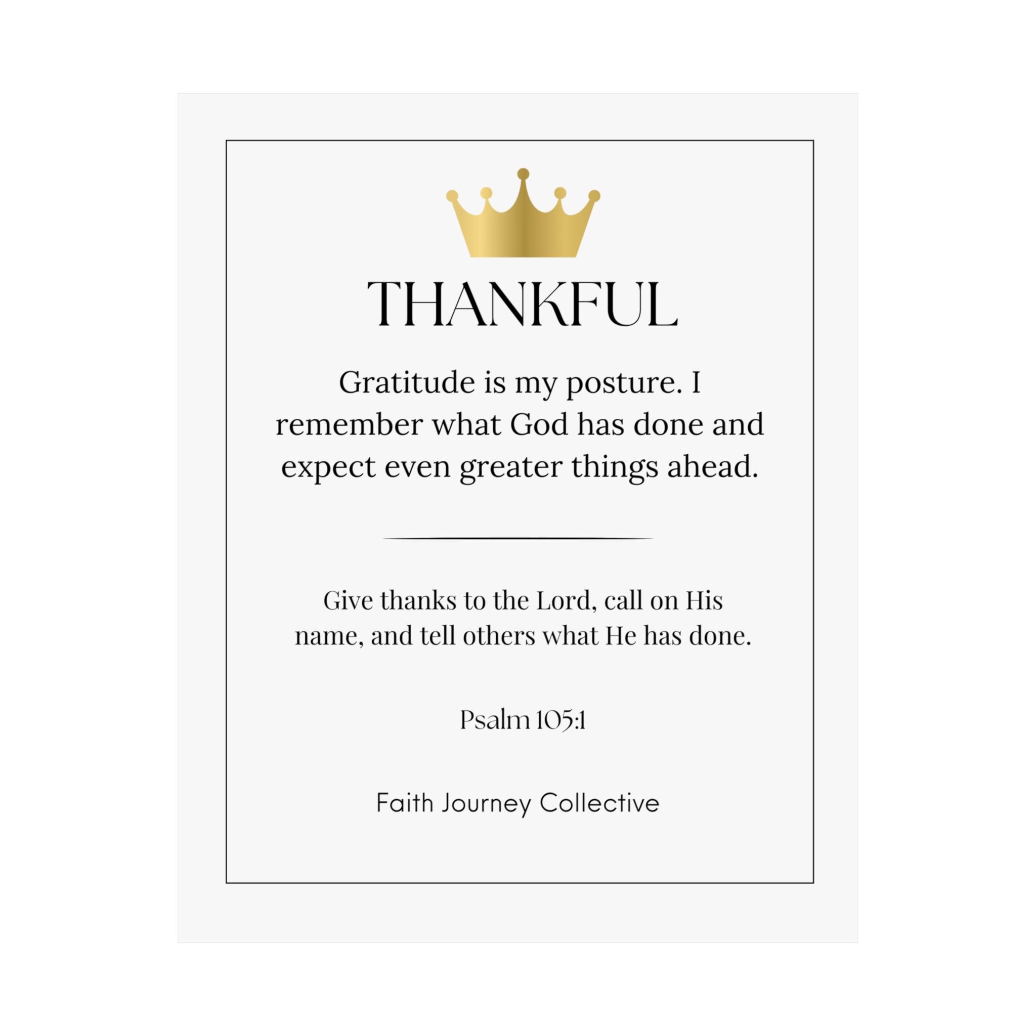 "Thankful" Christian Scripture Wall Art Poster – Bible Verse Affirmation Prints for Home, Office & Prayer Space | Faith Journey Collective