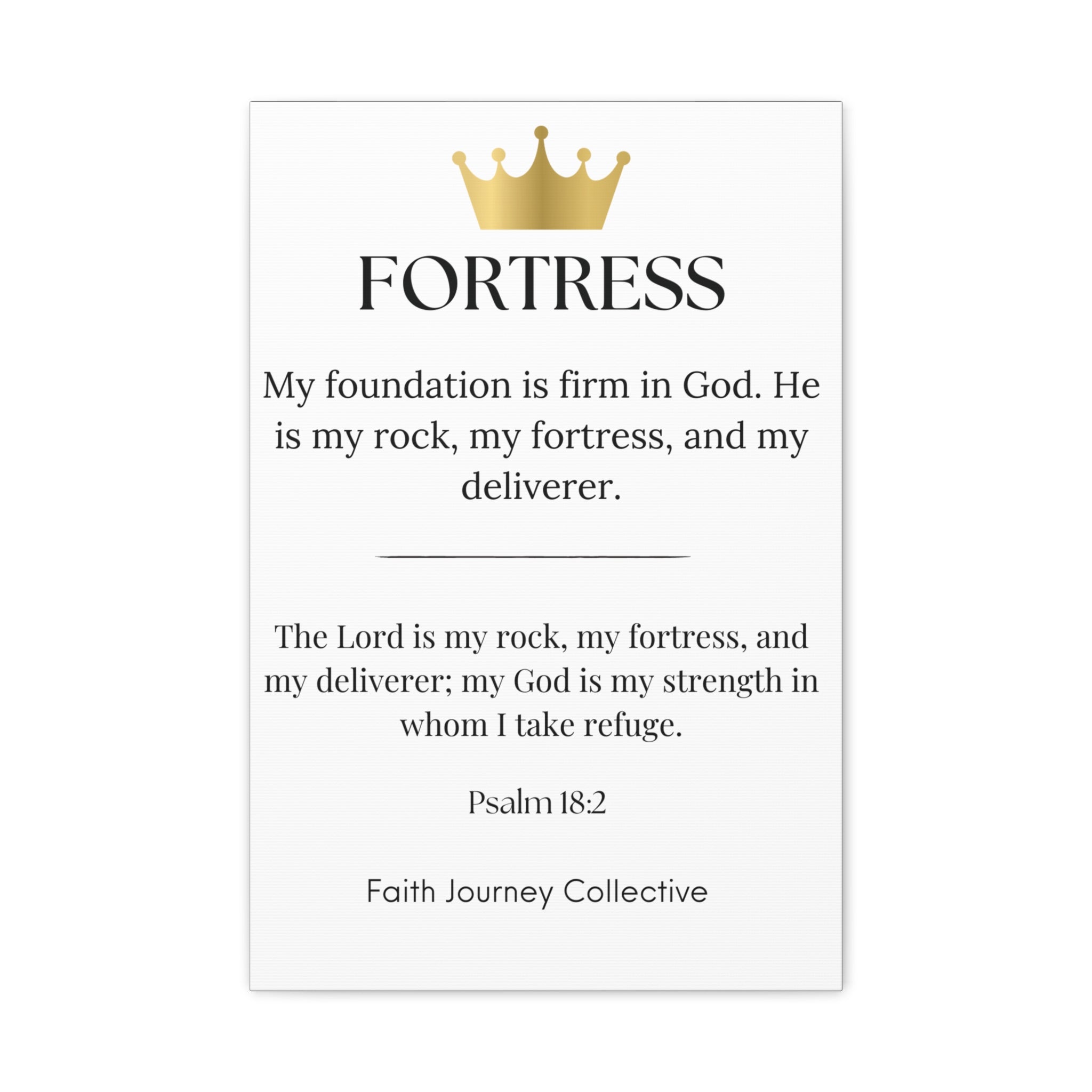 Fortress - Christian Scripture Wall Art Canvas – Bible Verse Affirmation Prints for Home, Office & Prayer Space | Faith Journey Collective