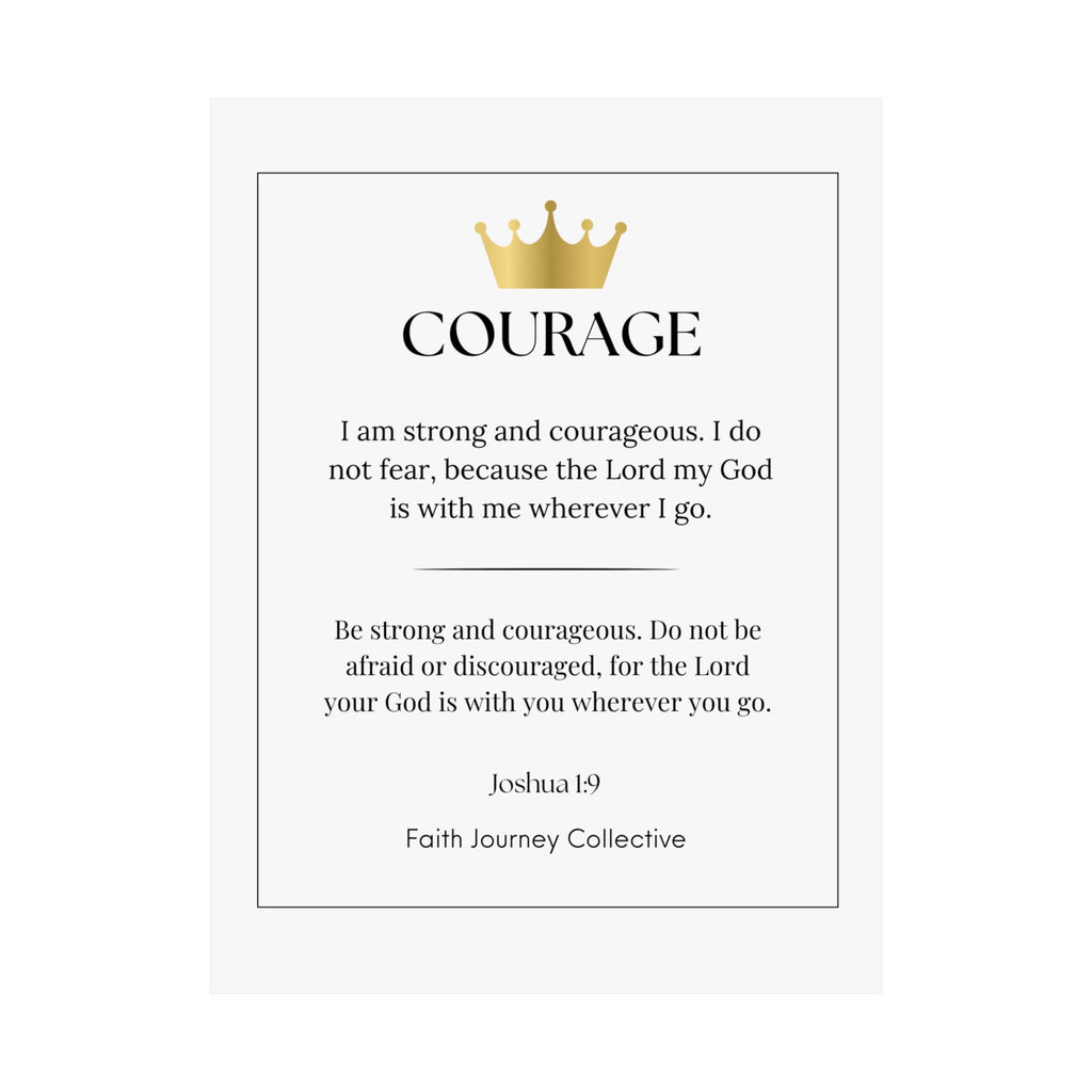 "Courage" Christian Scripture Wall Art Poster – Bible Verse Affirmation Prints for Home, Office & Prayer Space | Faith Journey Collective