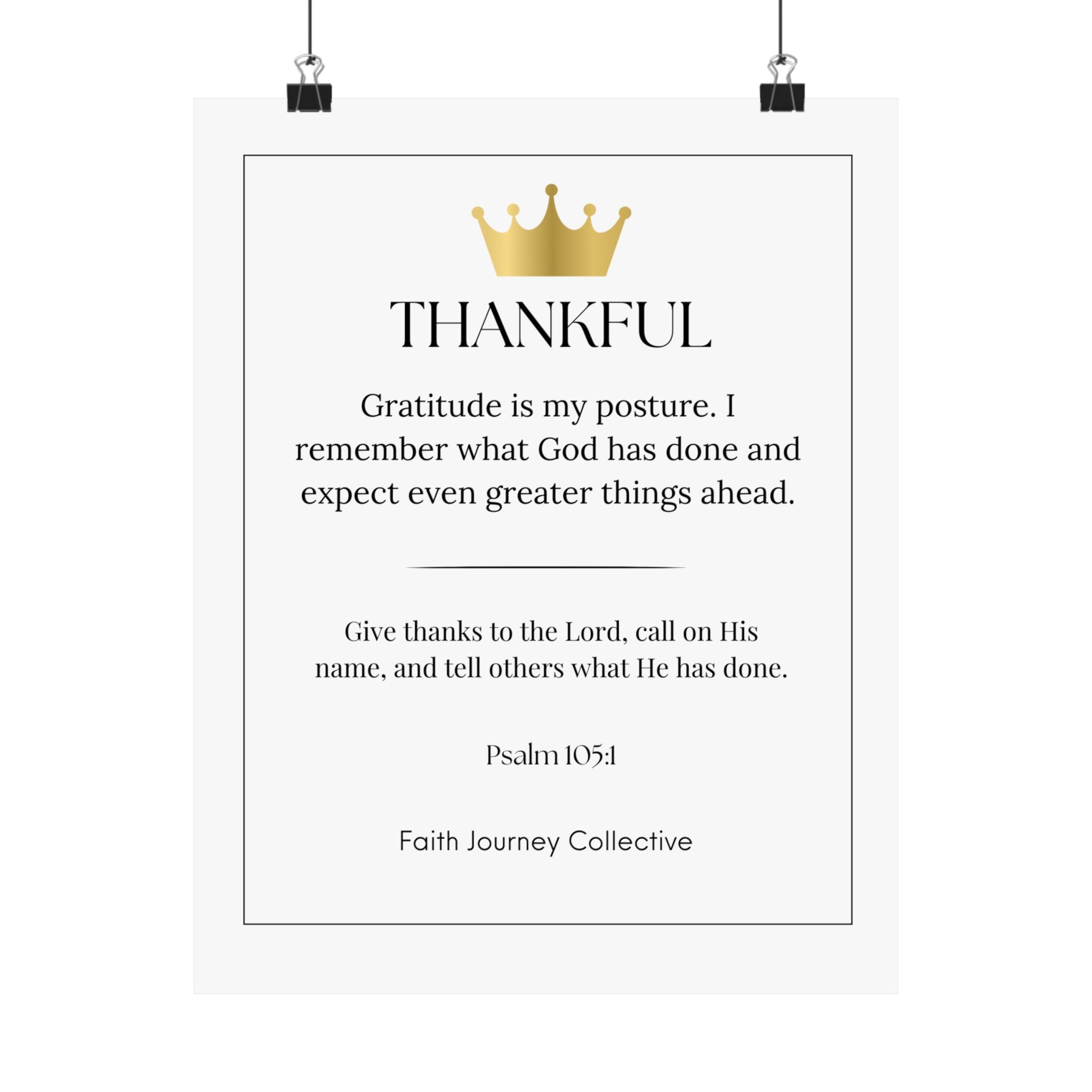 "Thankful" Christian Scripture Wall Art Poster – Bible Verse Affirmation Prints for Home, Office & Prayer Space | Faith Journey Collective
