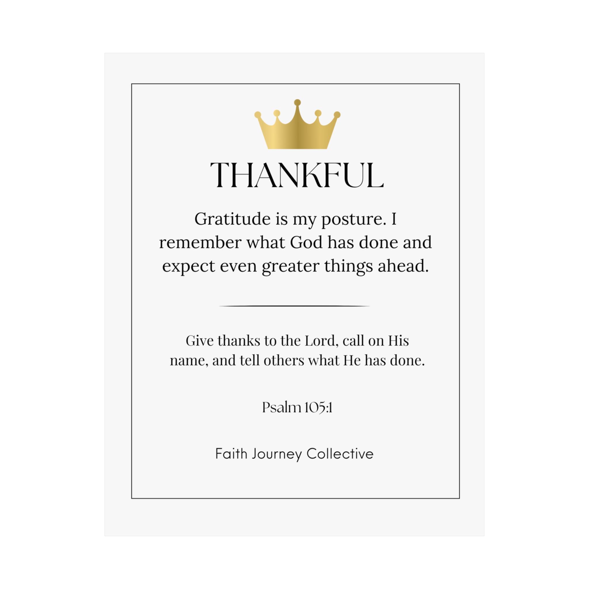 "Thankful" Christian Scripture Wall Art Poster – Bible Verse Affirmation Prints for Home, Office & Prayer Space | Faith Journey Collective