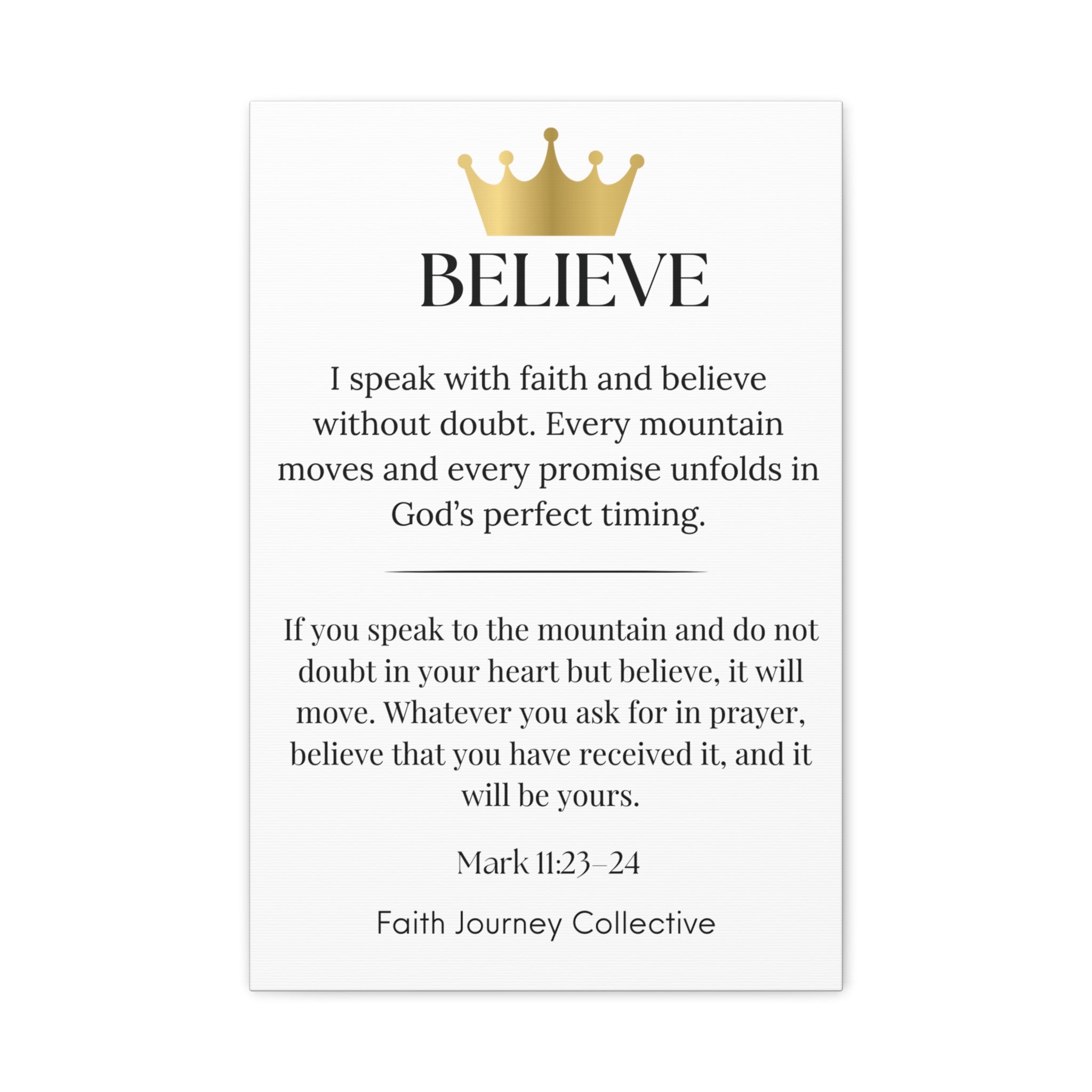 Believe - Christian Scripture Wall Art Canvas – Bible Verse Affirmation Prints for Home, Office & Prayer Space | Faith Journey Collective