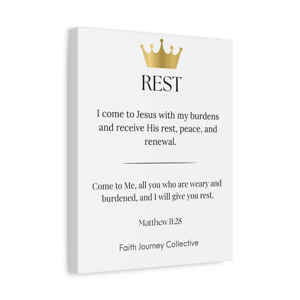 Rest - Christian Scripture Wall Art Canvas – Bible Verse Affirmation Prints for Home, Office & Prayer Space | Faith Journey Collective